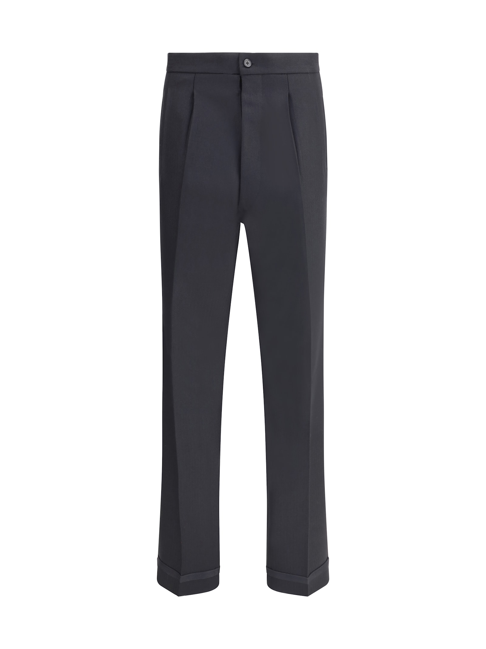 Maison Margiela Wool Pleated Pants In Blue