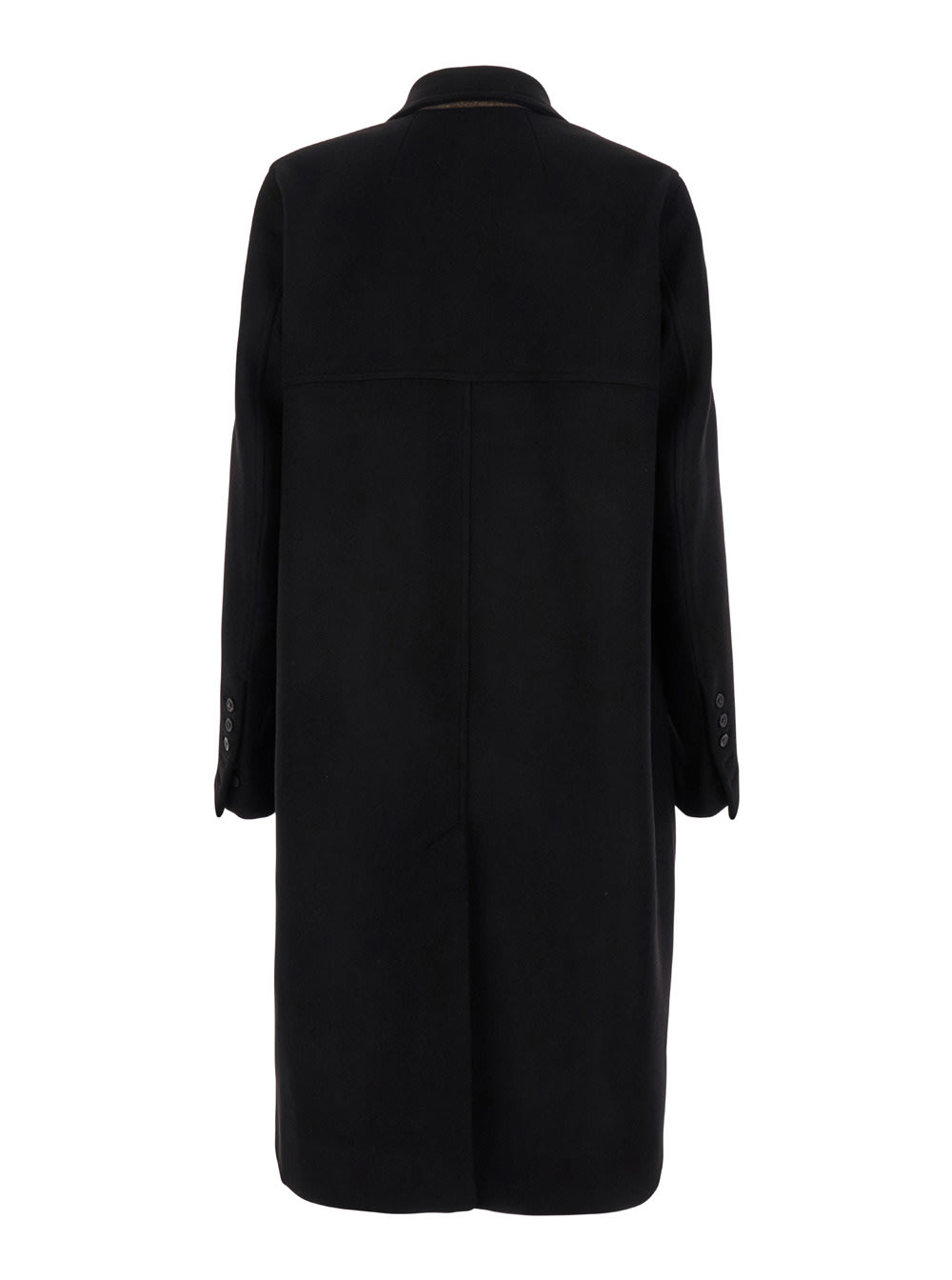 Shop Rick Owens Black Double-breasted Coat With Wide Revers In Wool Man