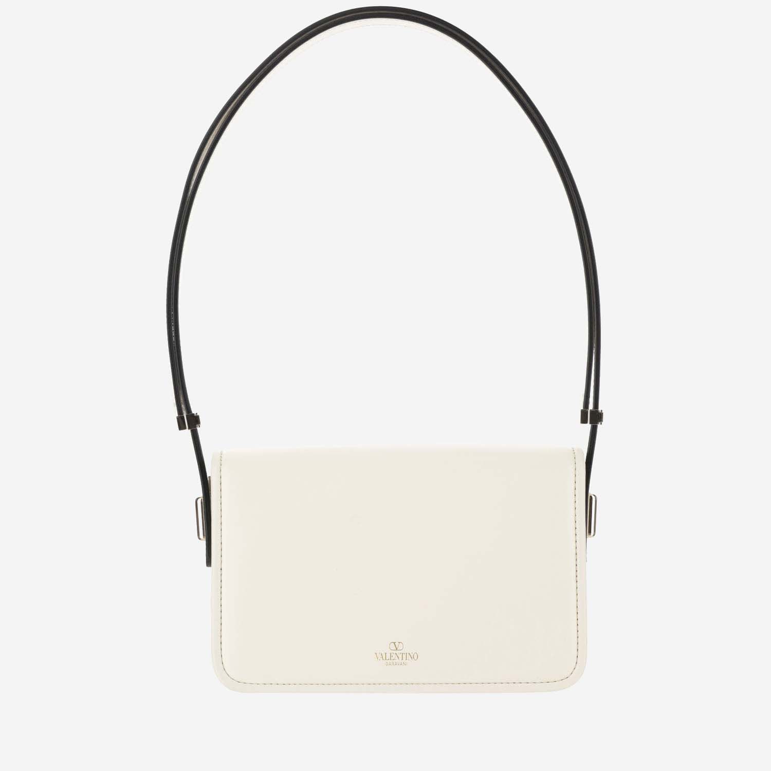 VALENTINO GARAVANI IVORY LEATHER VLOGO CROSSBODY BAG