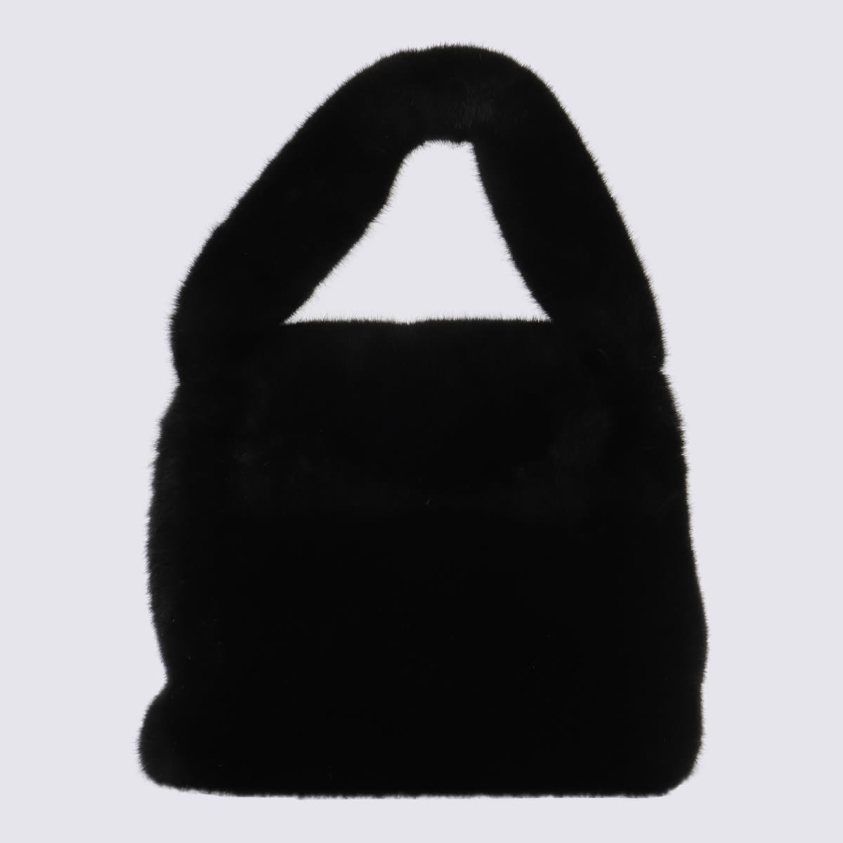 Shop Blumarine Black Faux Fur Monogram B Bag