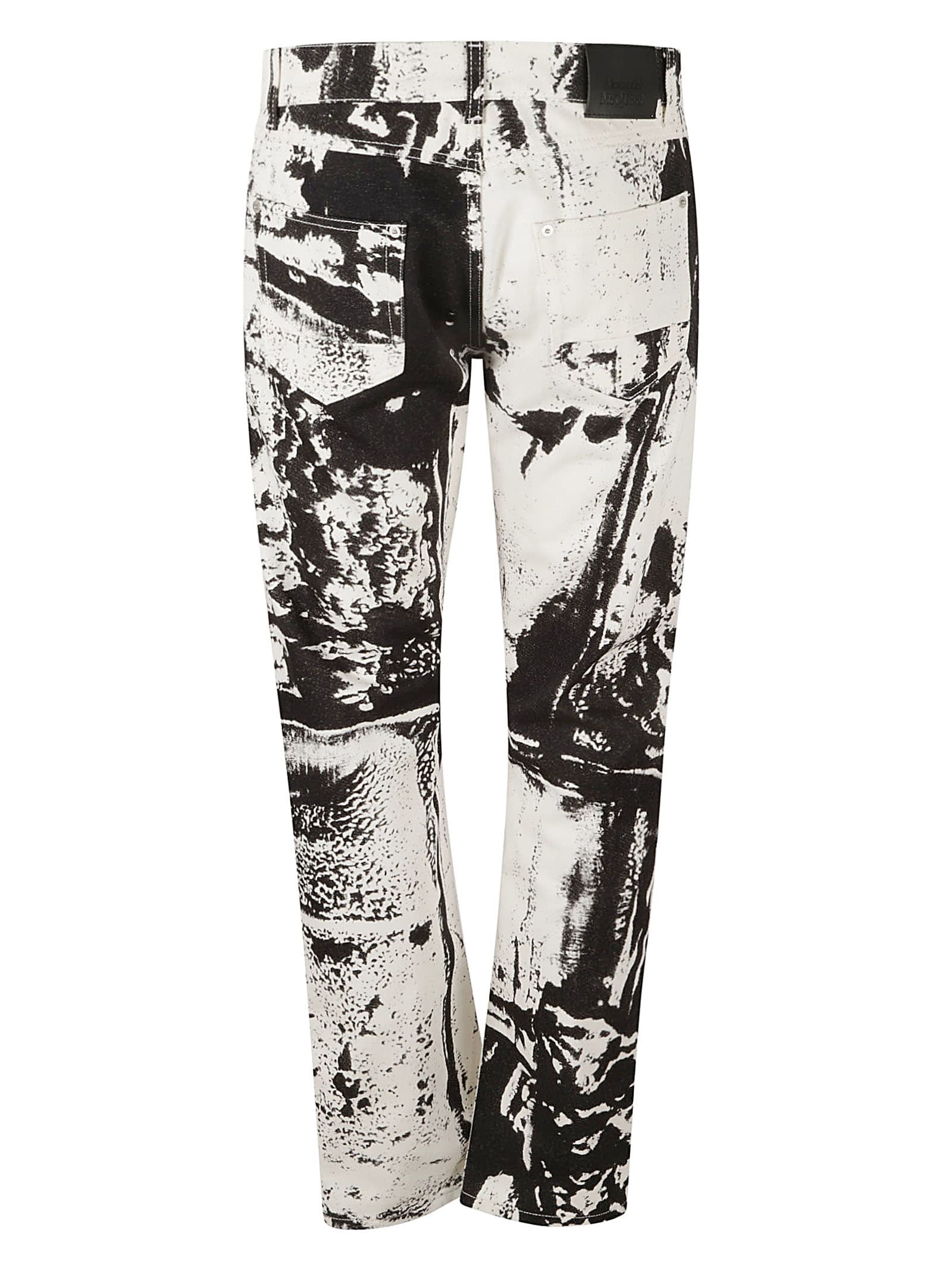 Shop Alexander Mcqueen Panel Fold Print Jeans In White/black