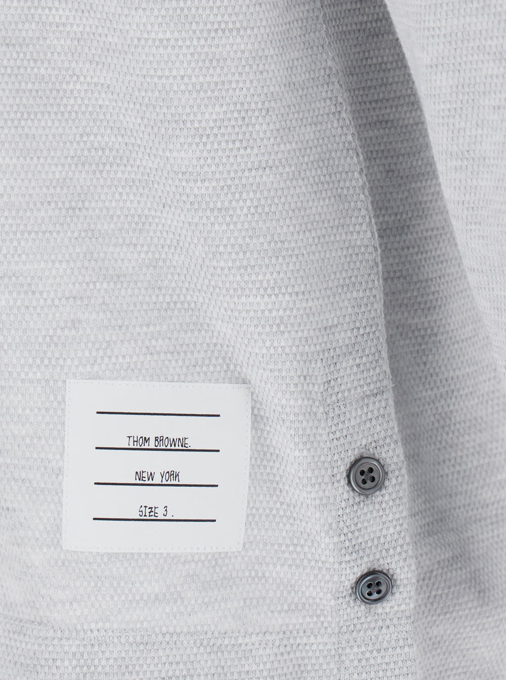 Shop Thom Browne Long Sleeve Polo W/ Knit Chest Pocket In Pique 4 Bar In Grey