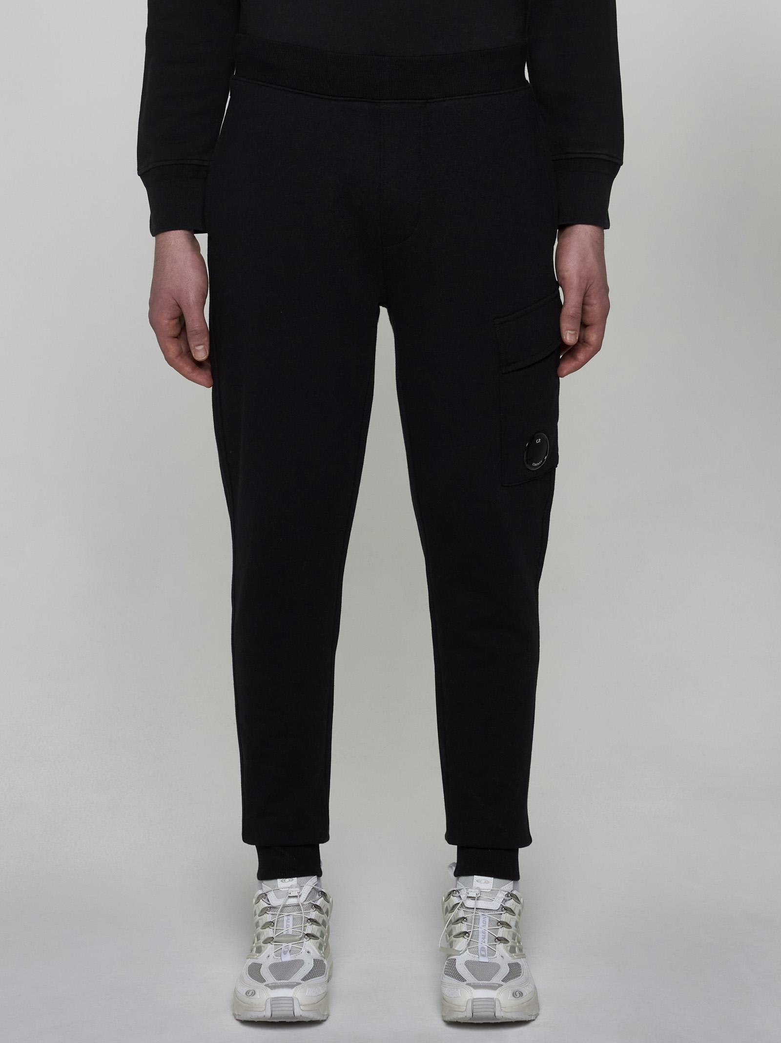 Shop C.p. Company Cotto Cargo Sweatpants In Black