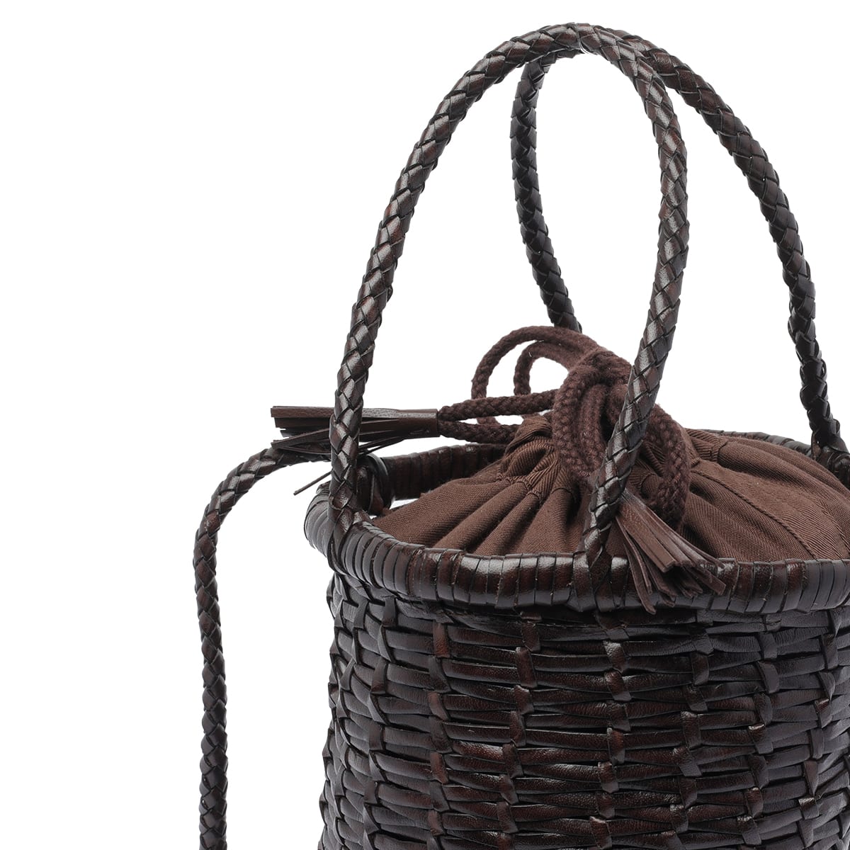 Dragon Diffusion Cylindrical Woven Dual Handles Shoulder Bag In Black