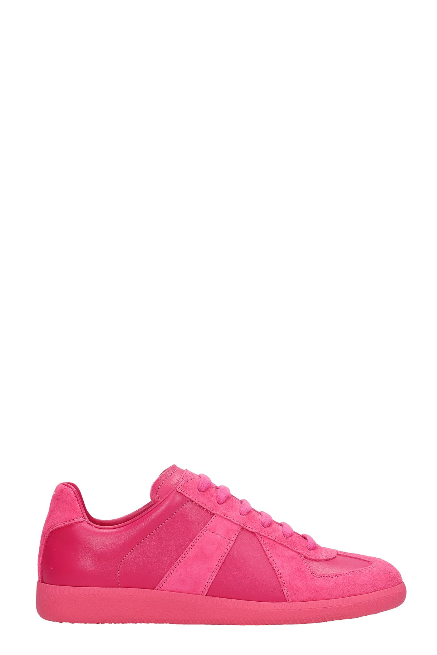 Maison Margiela Replica Sneakers In Fuxia Suede And Leather