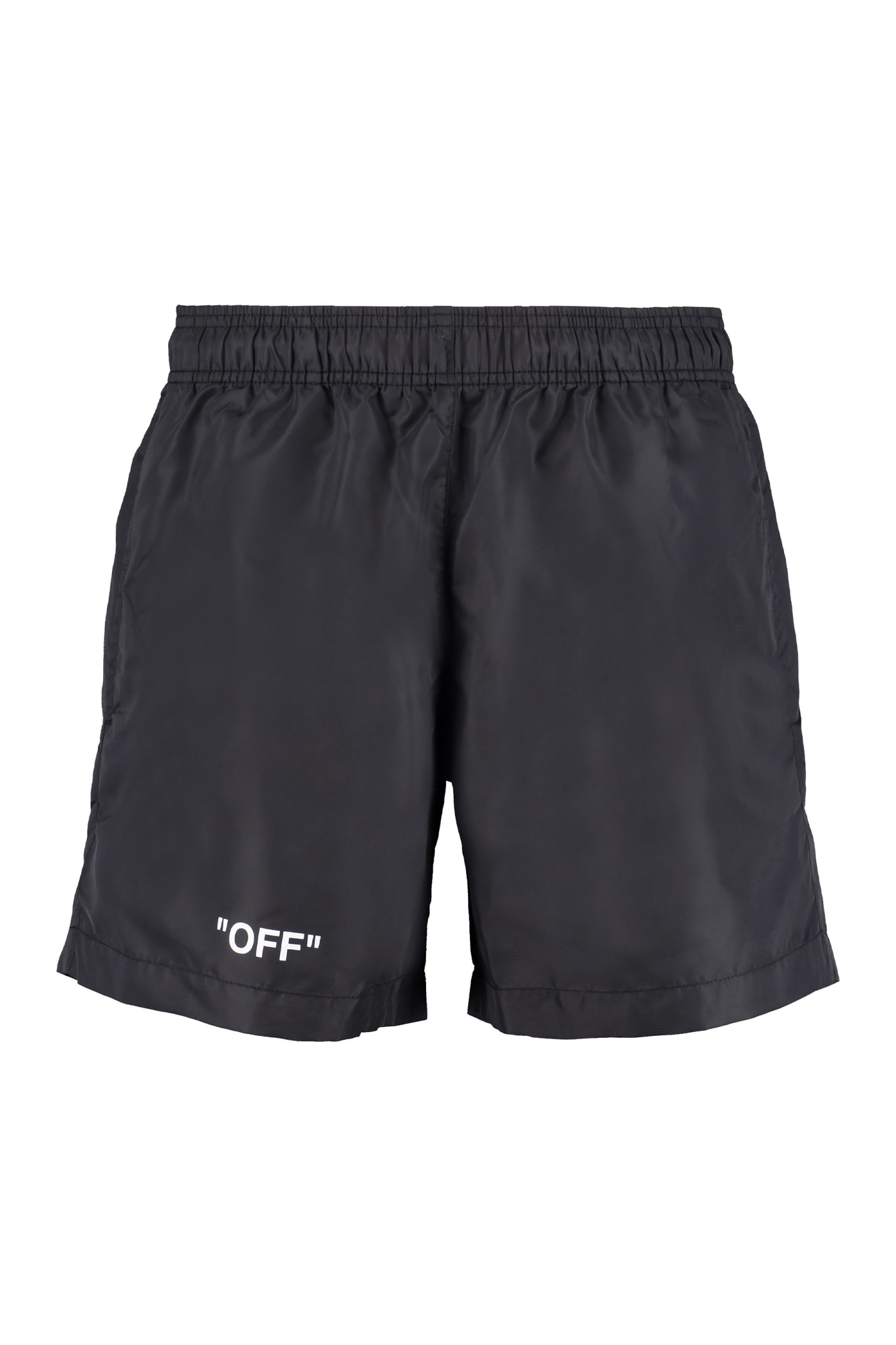 Off-White Logo Print Swim Shorts