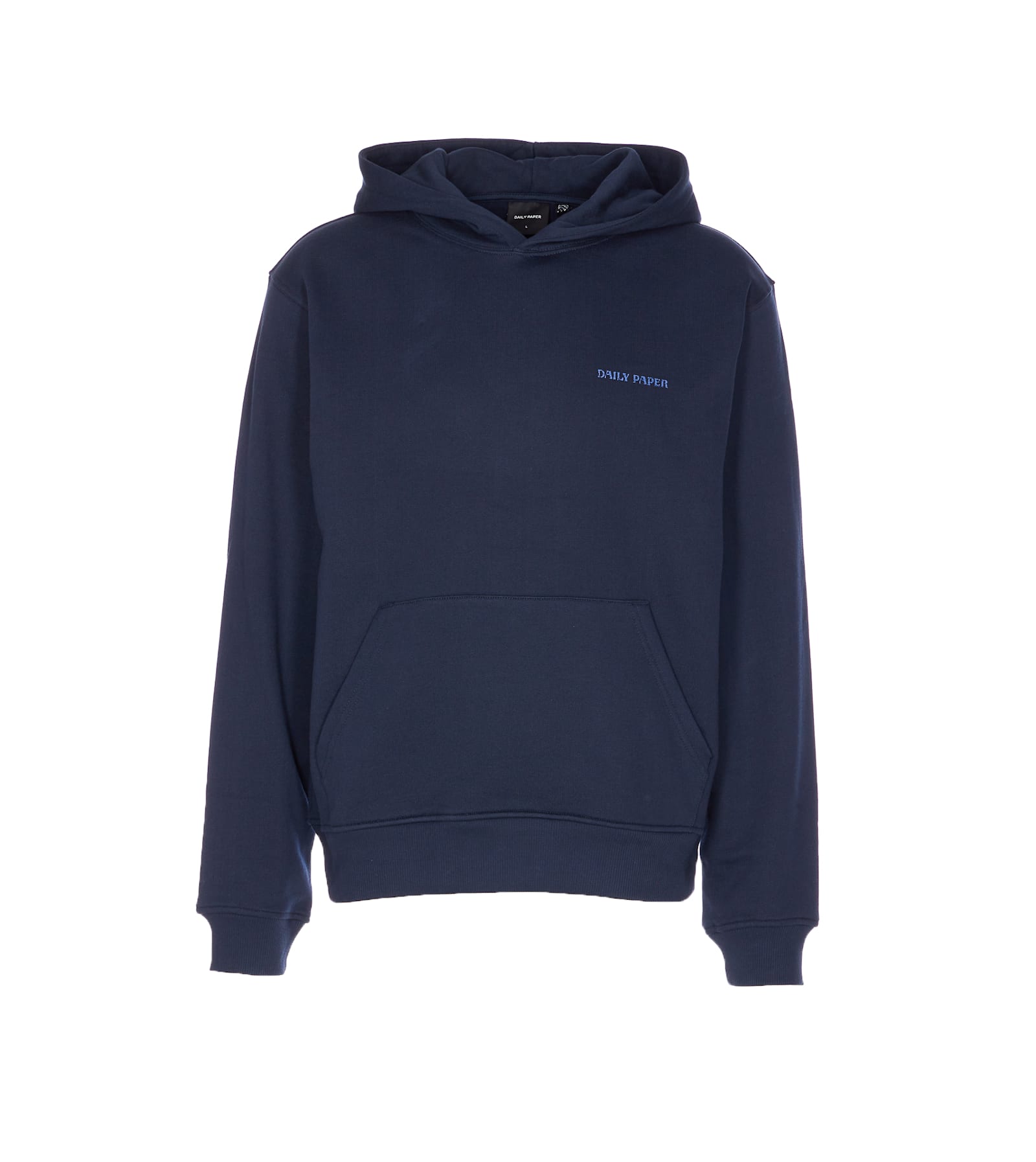 Daily Paper Candle Label Kangaroo-pocket Print Hoodie In Blue