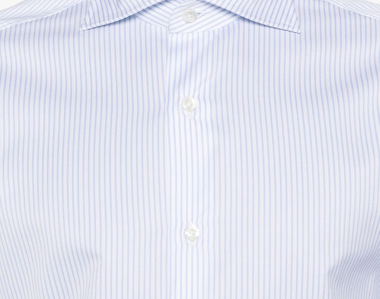 Shop Finamore White And Sky Blue Cotton Striped Shirt