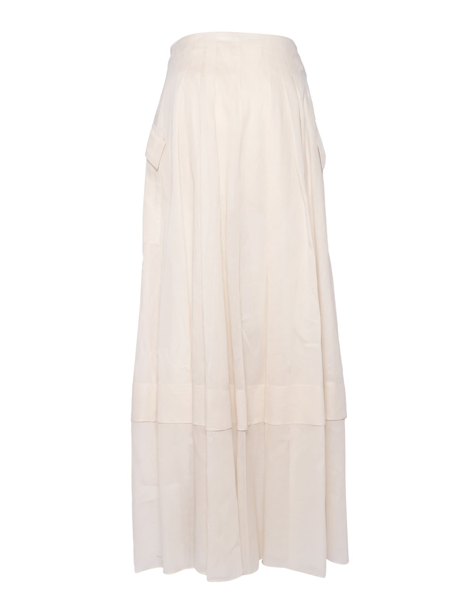 Alberta Ferretti Flowing Beige Skirt With Button-down Front