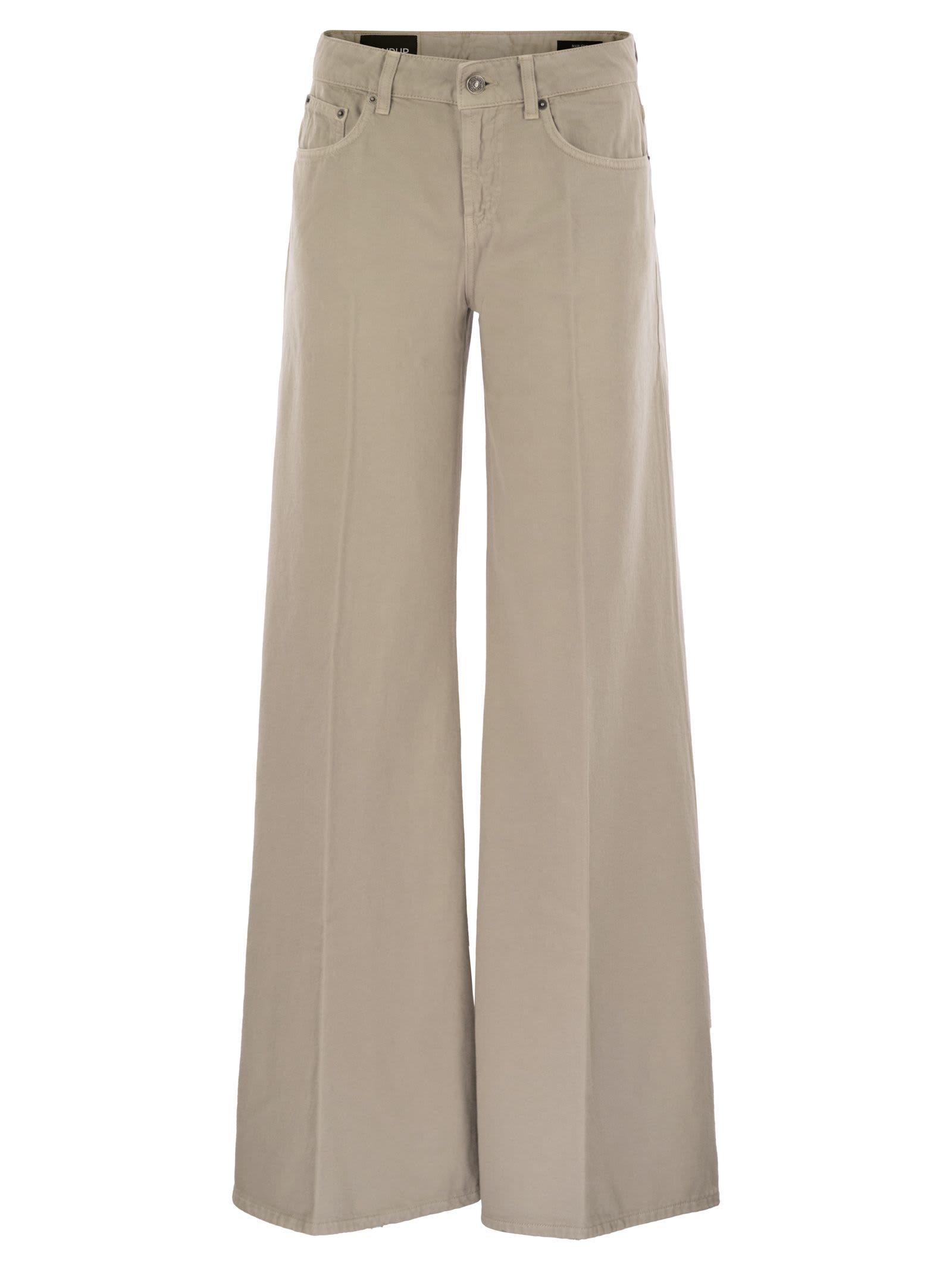 Dondup Wide-leg Casual Trousers In Beige