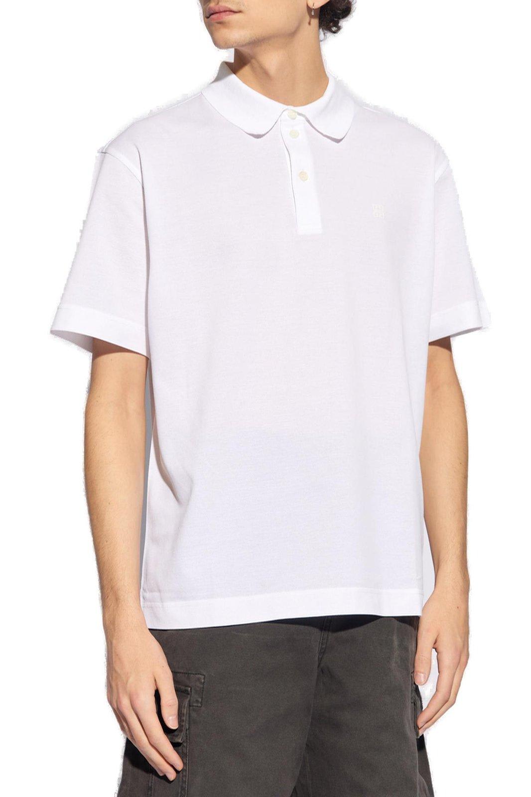 Givenchy 4g Embroidered Short-sleeved Polo Shirt In White