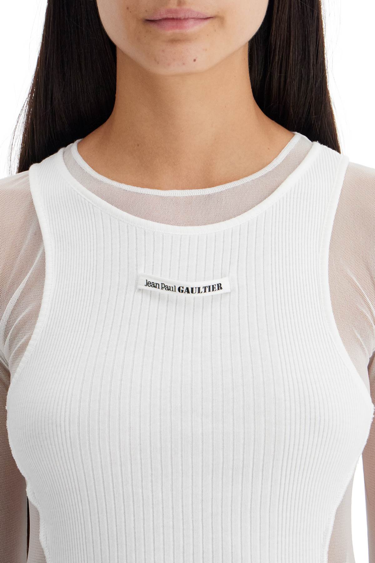 Shop Jean Paul Gaultier Petit Grand Top In Tulle And In White/white (white)