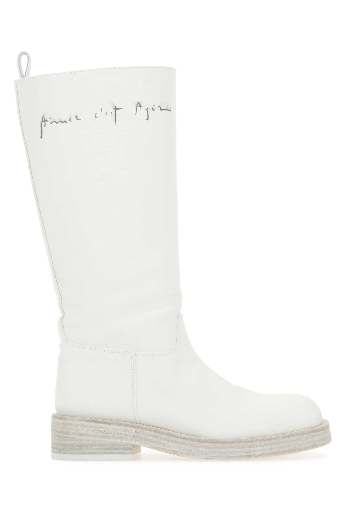 Shop Ann Demeulemeester Ivory Canvas Jose Boots In 001