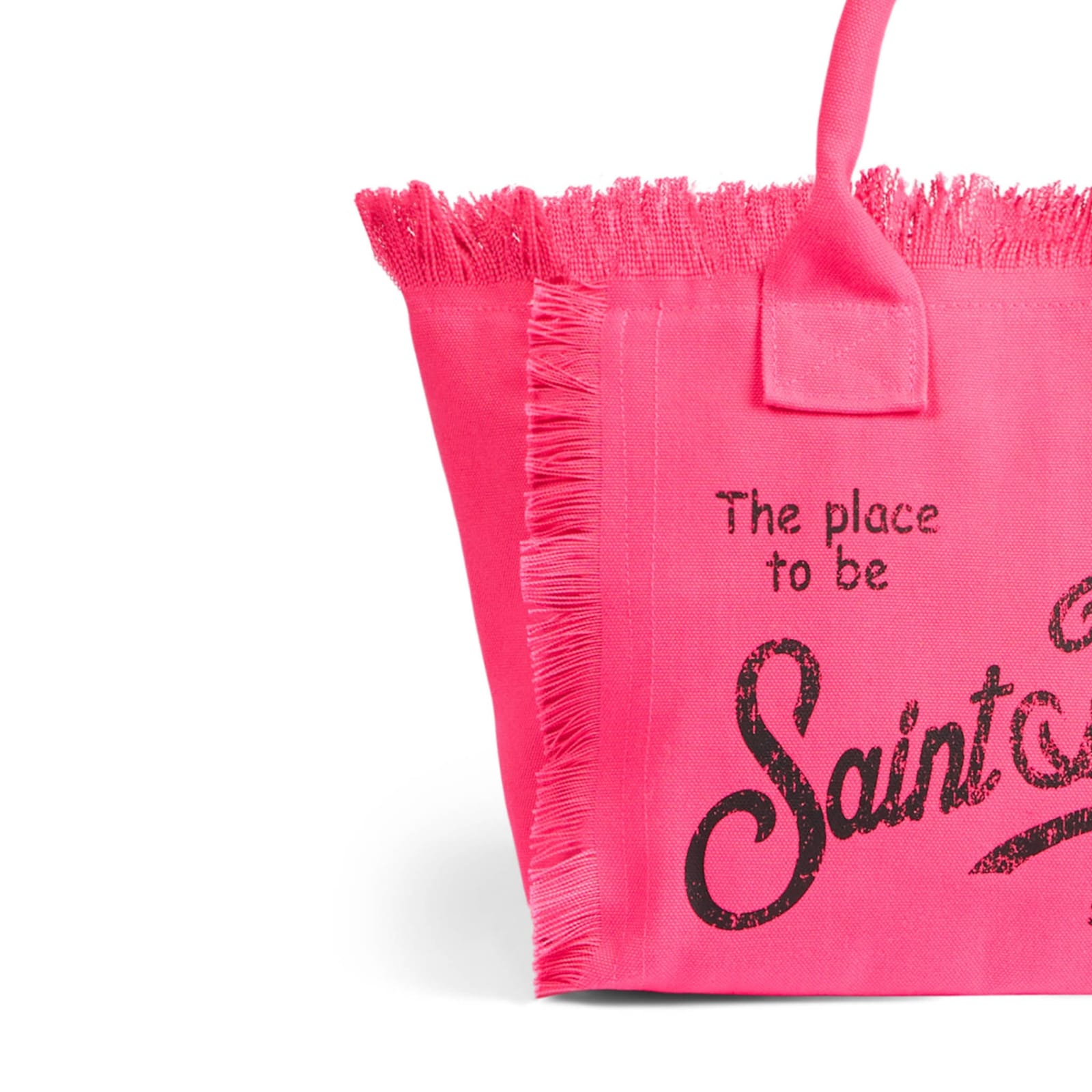 Shop Mc2 Saint Barth Colette Fluo Pink Cotton Canvas Bag