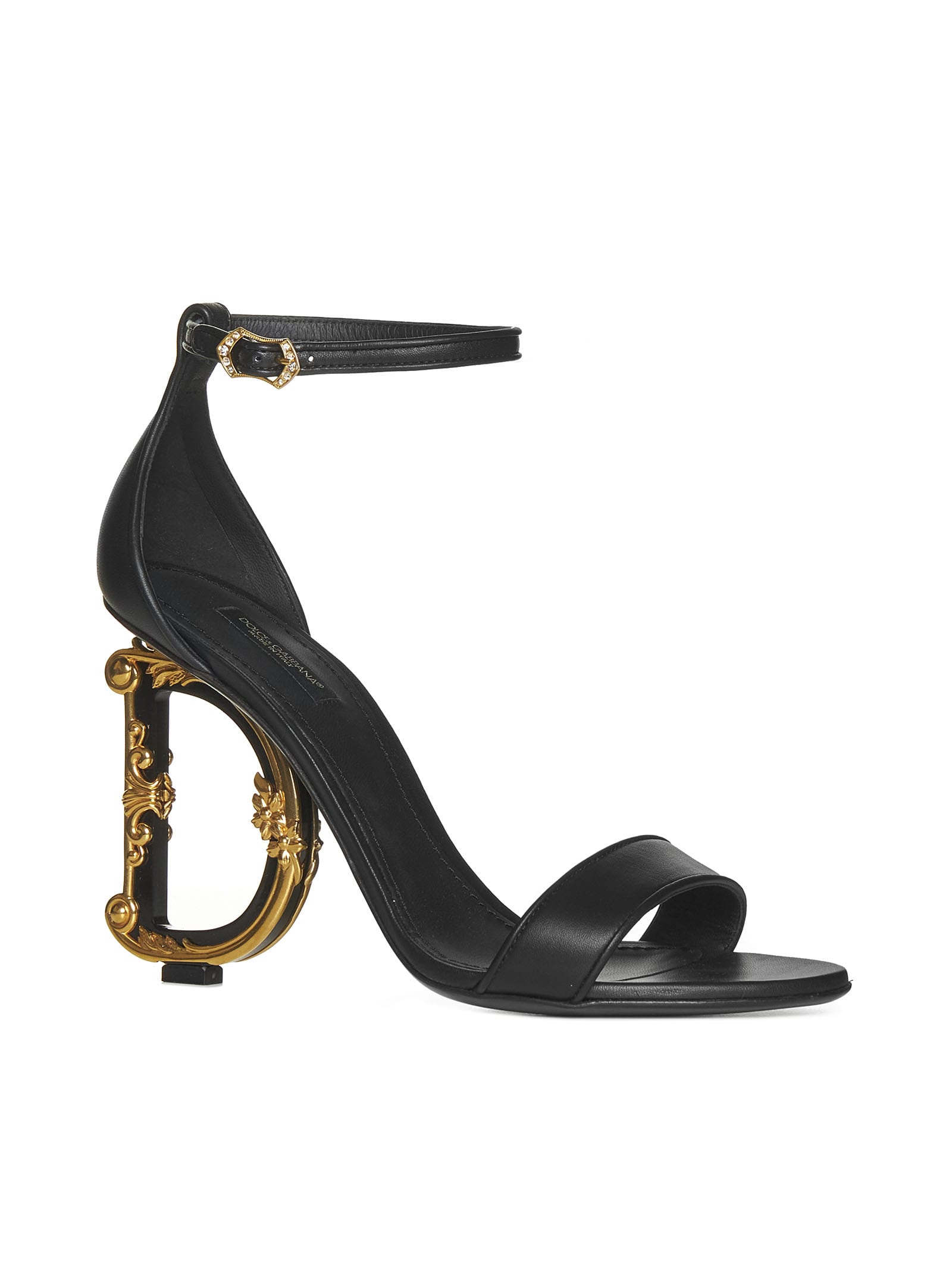 Dolce & Gabbana Keira 105 Baroque Heel Nappa Leather Sandals In Black