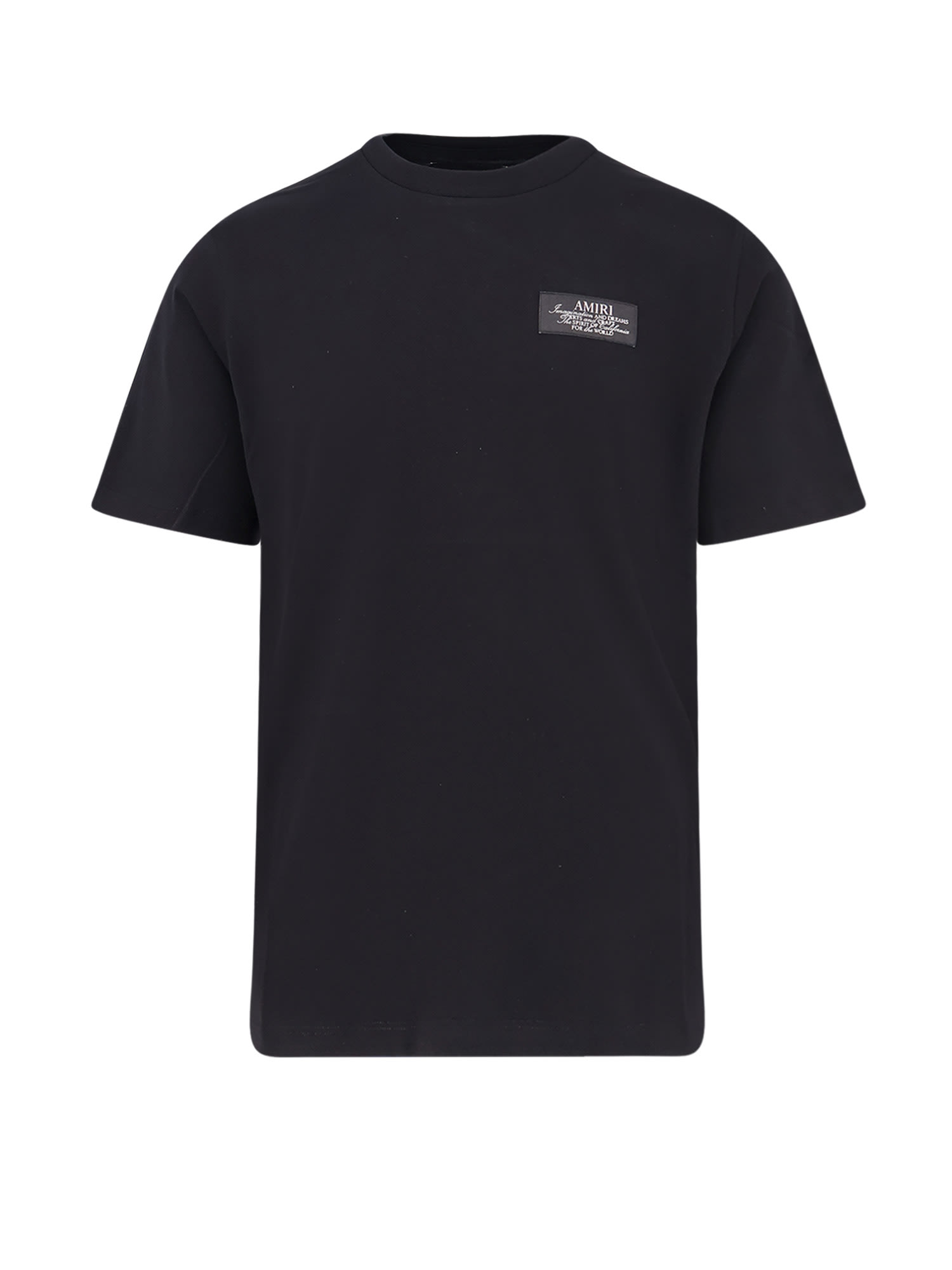 Amiri Black Crewneck T-shirt With Logo Patch On The Front And Maxi Logo Print On The Rear In Cotton Man In Black