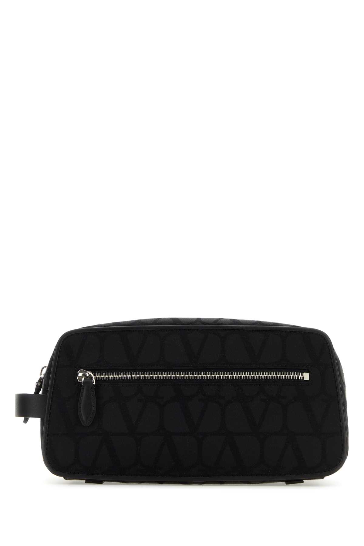 Shop Valentino Black Toile Iconographe Beauty Case In Nero