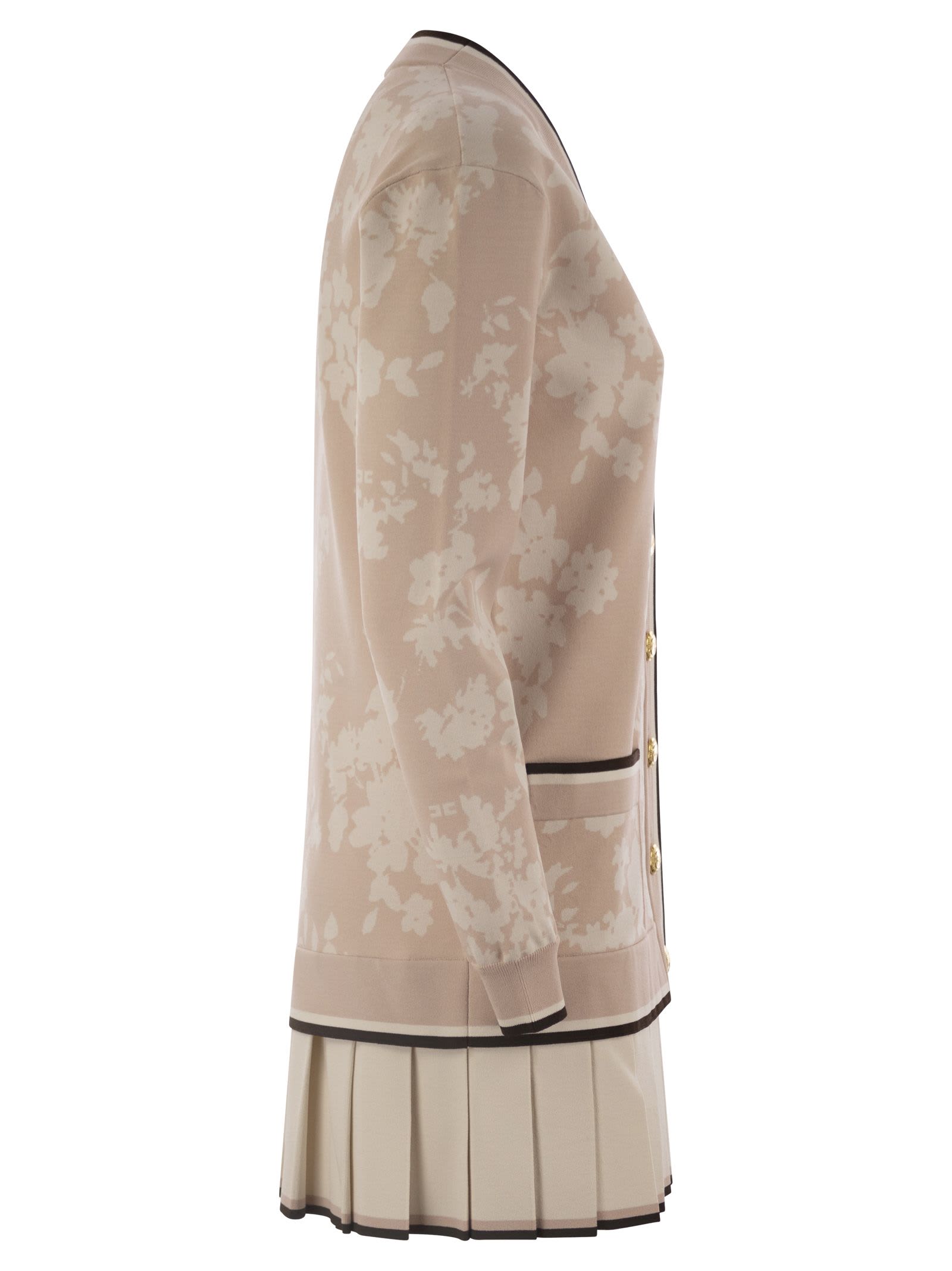 Elisabetta Franchi Knitted Dress In Nude/butter
