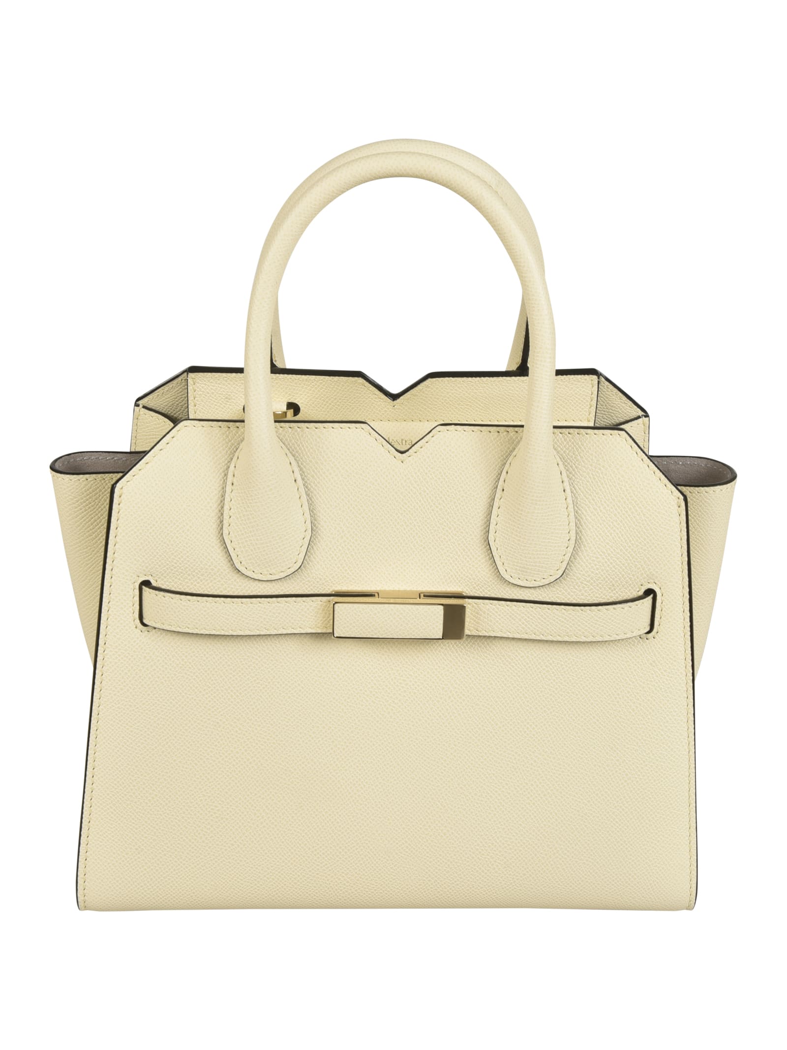 Shop Valextra Mini Parchment-coloured Milan Bag In White