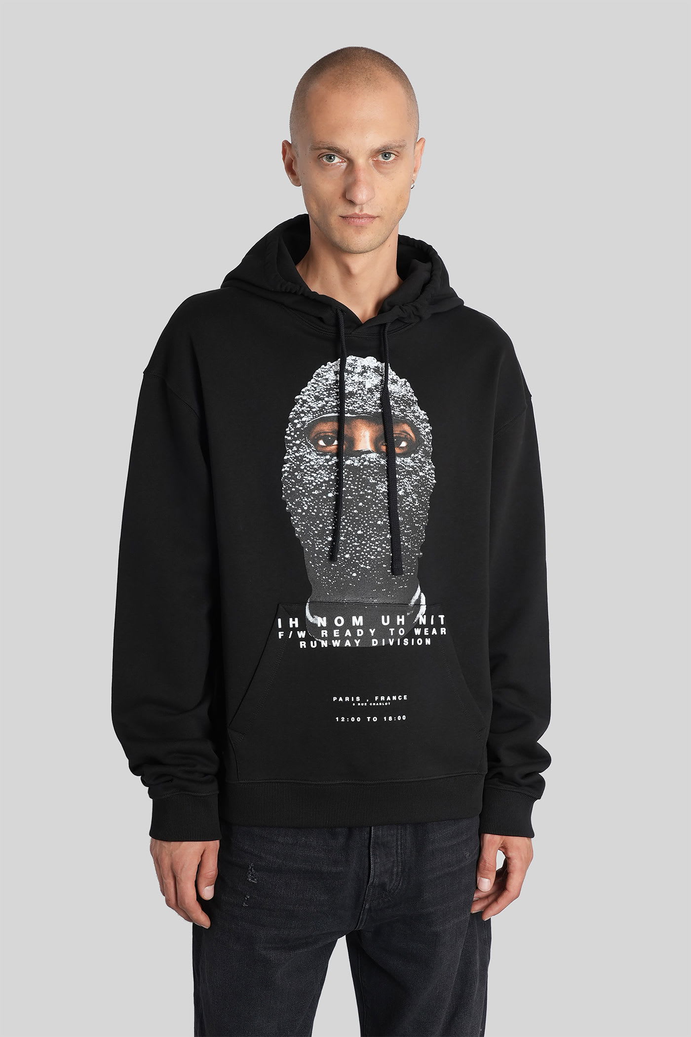 Ih Nom Uh Nit Graphic Print Crewneck Sweater Long Sleeves In Black