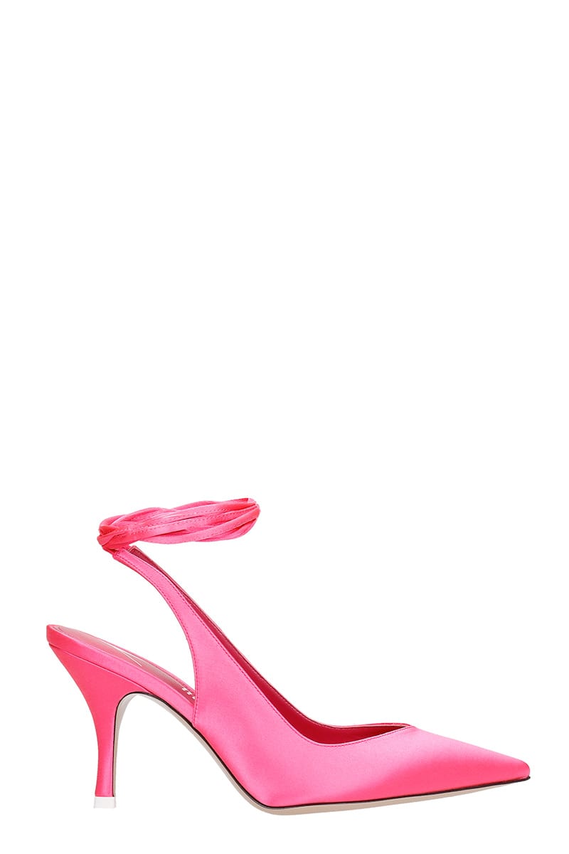 The Attico Slingback Pumps In Rose-pink Satin