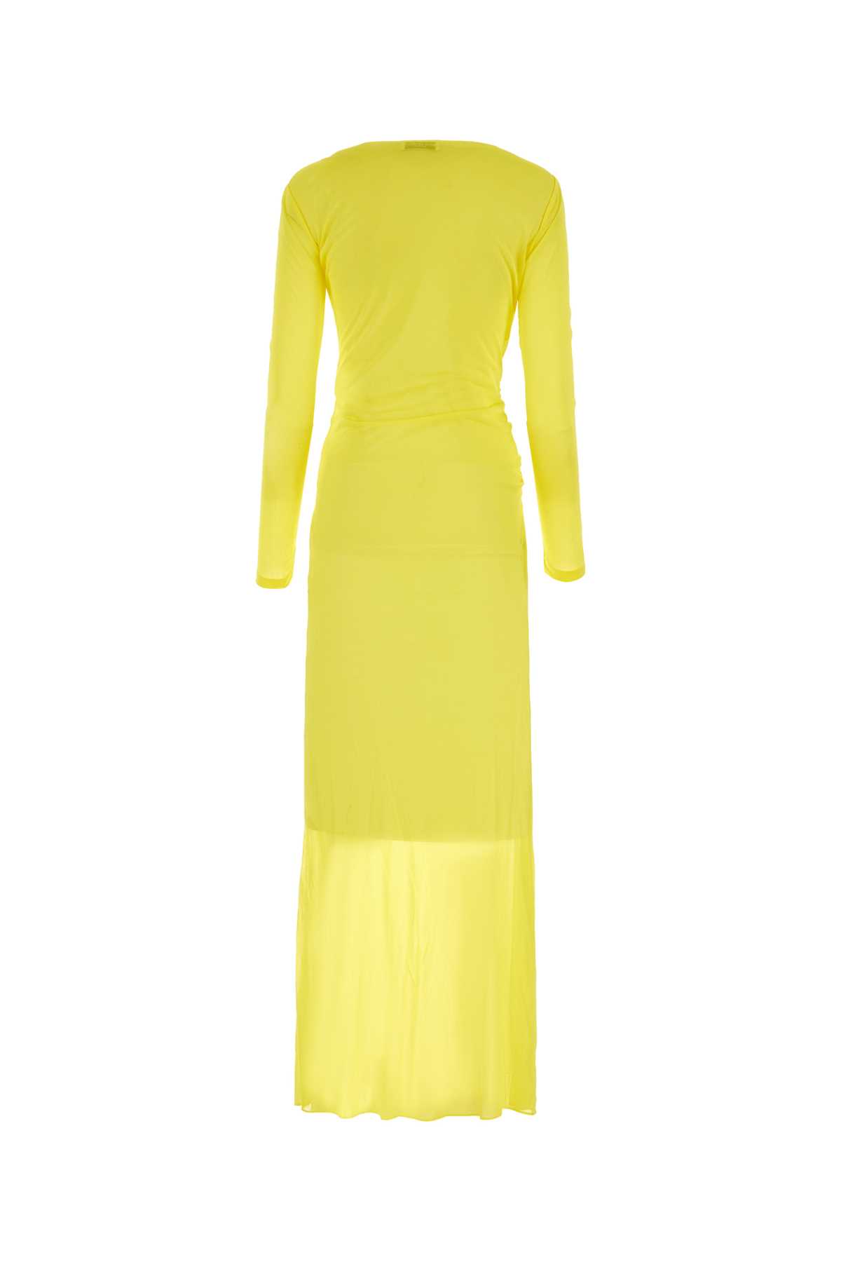 Shop Saint Laurent Yellow Crepe Long Dress