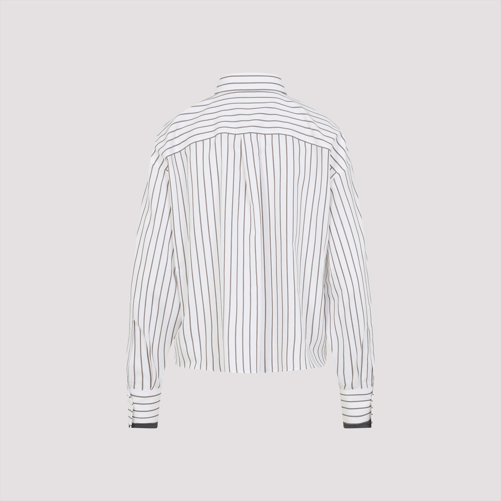 Shop Brunello Cucinelli Stripe Cotton Shirt In Bianco Tabacco