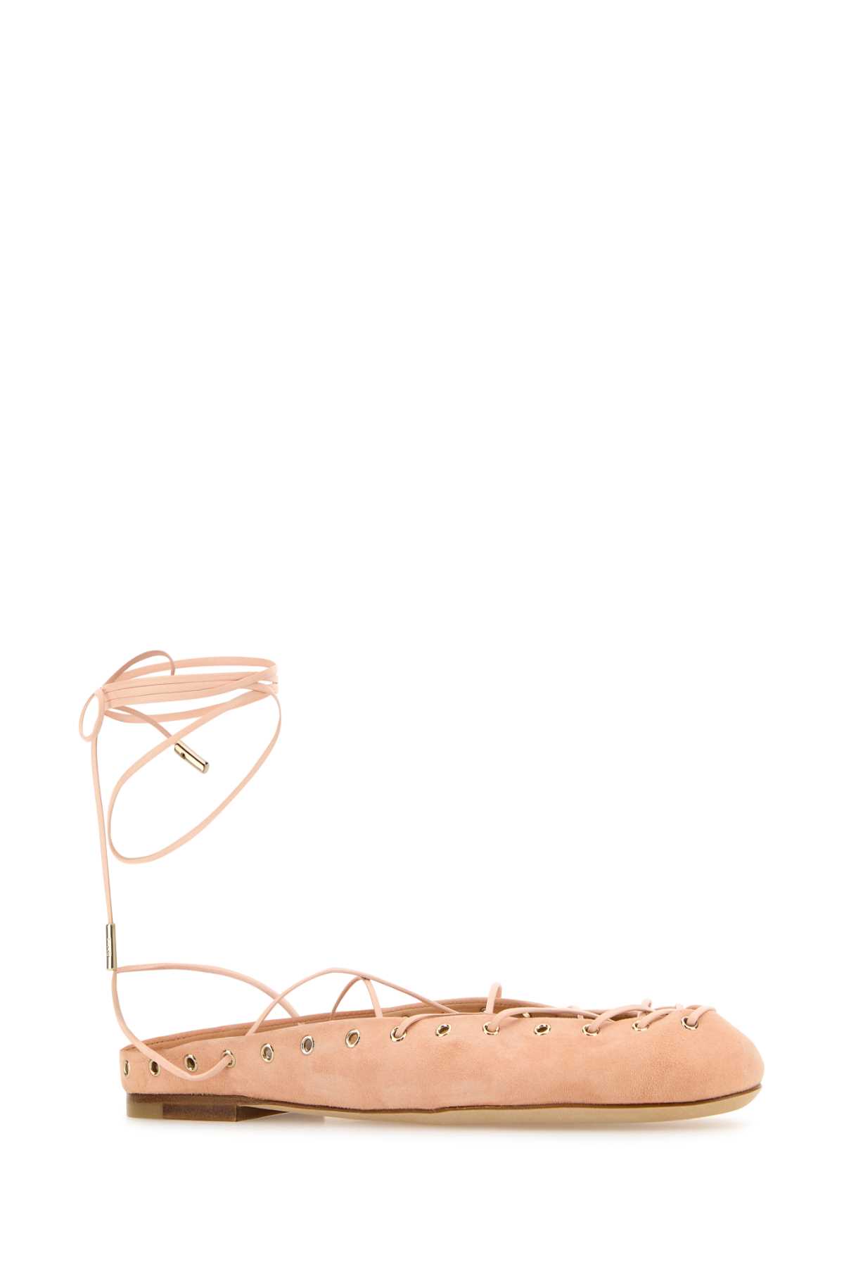 Chloé 10mm Ghillies Leather Flats In Peachypink