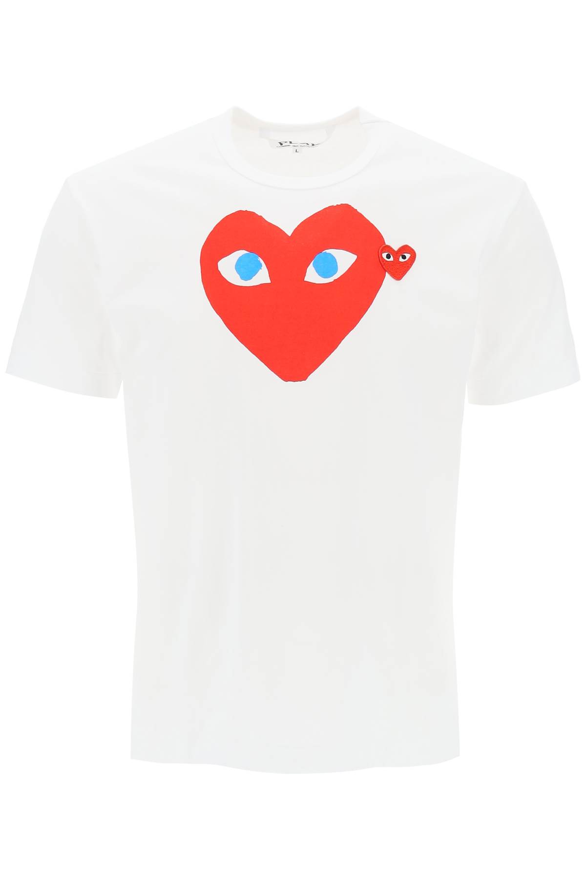 Shop Comme Des Garçons Play T-shirt With Heart Print And Embroidery In White (white)