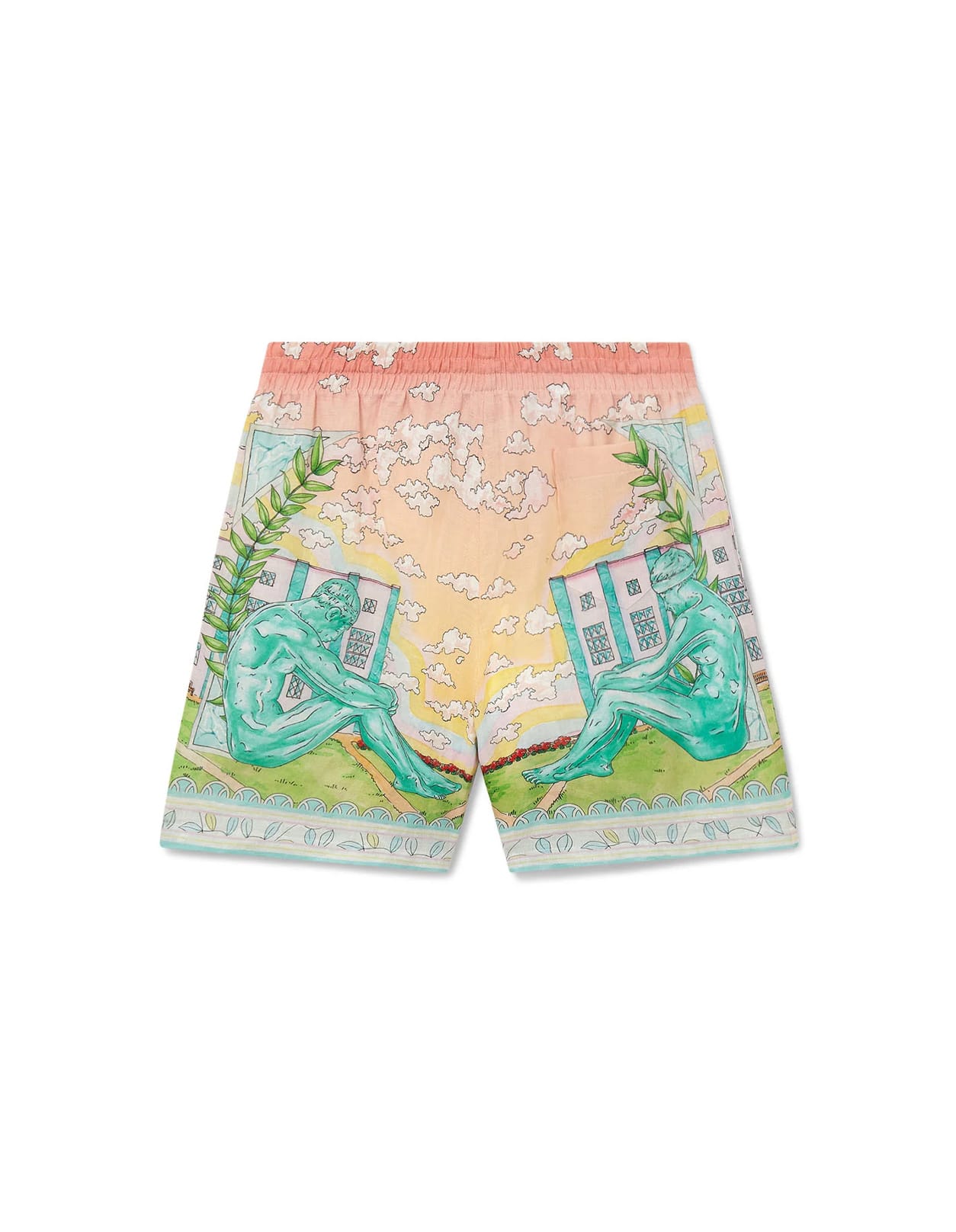 Shop Casablanca Vase Linen Shorts In Multicolour