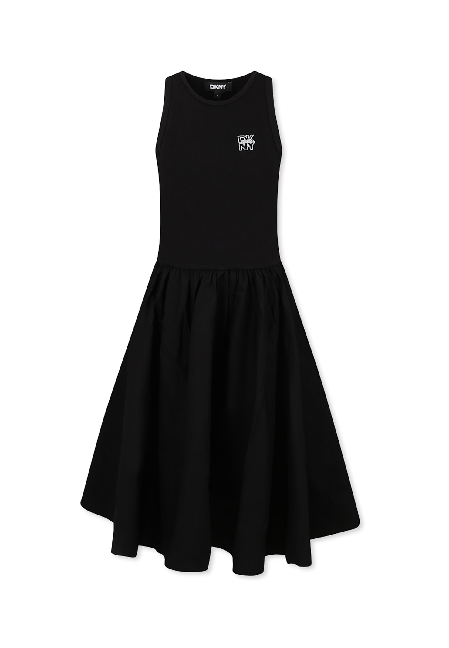 Dkny Black Dress For Girl With Logo In Black