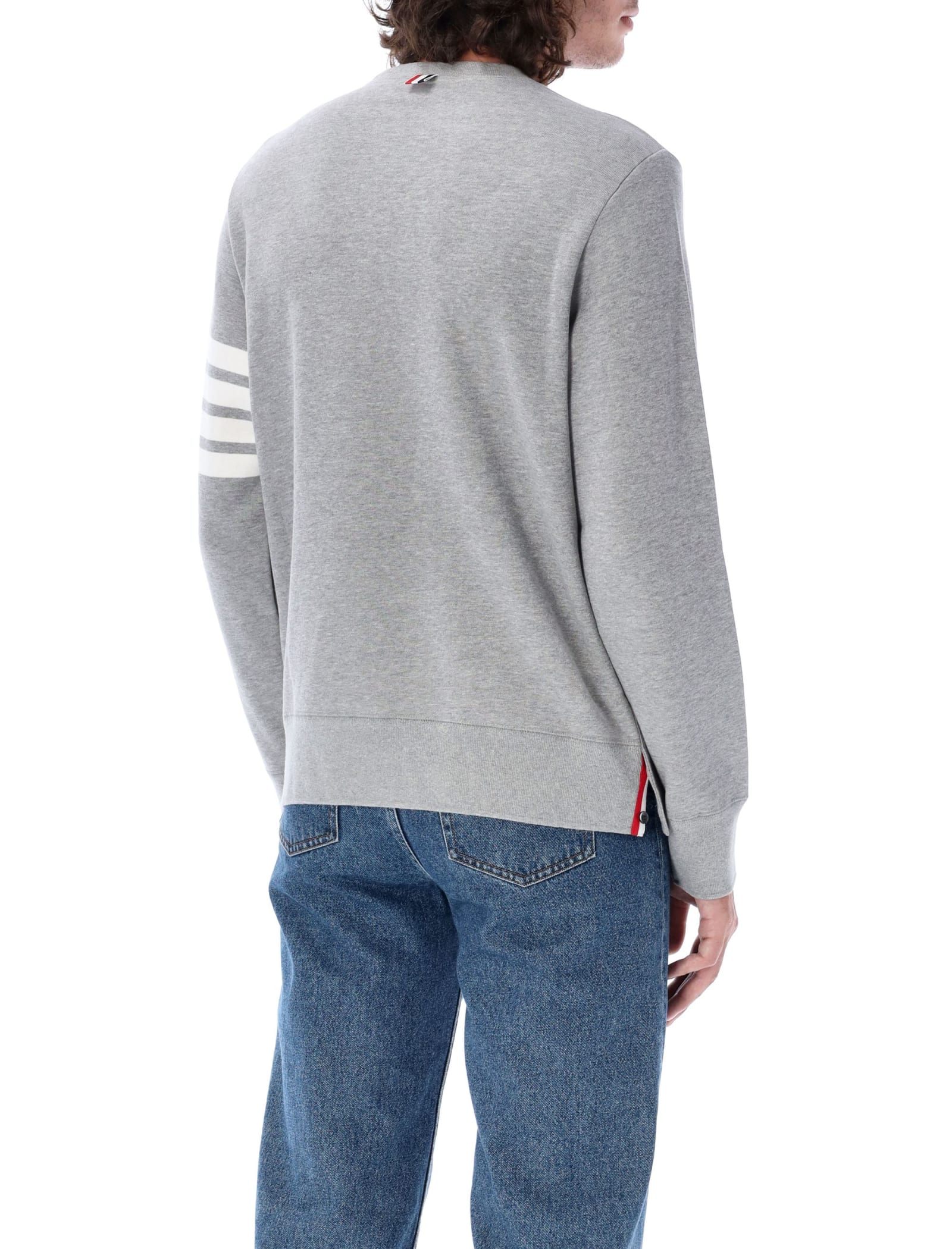 Shop Thom Browne Classic Crewneck In Light Grey