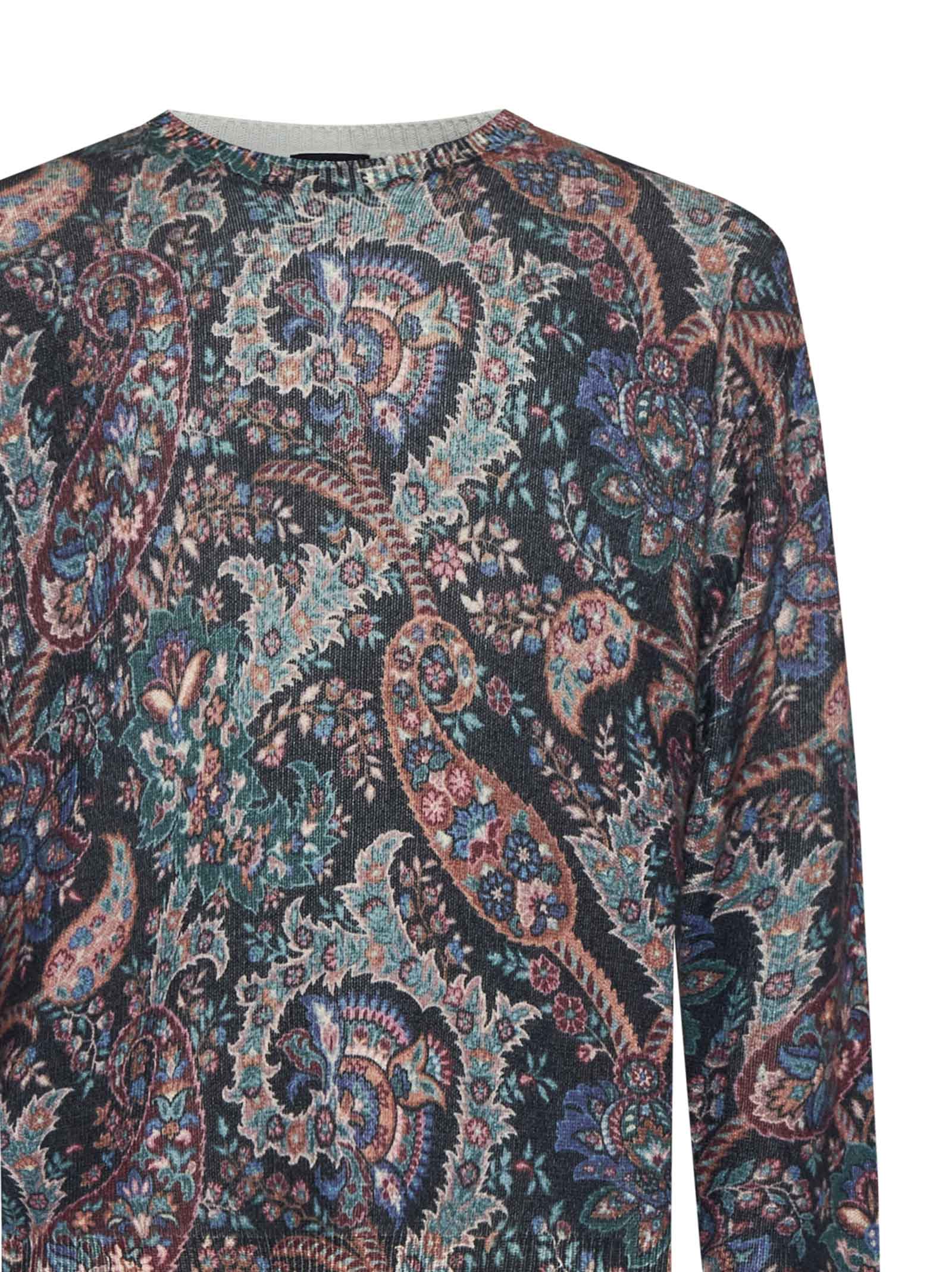 Shop Etro Sweater In Var. Multicolor F.do Blu