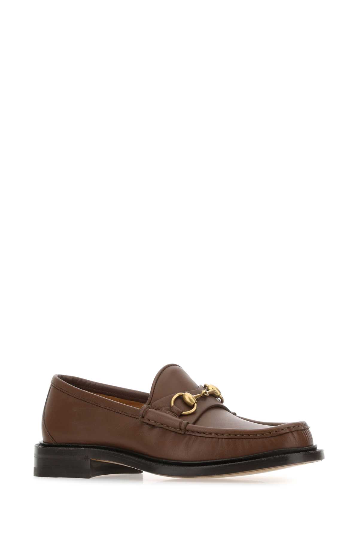 Shop Gucci Brown Leather Loafers