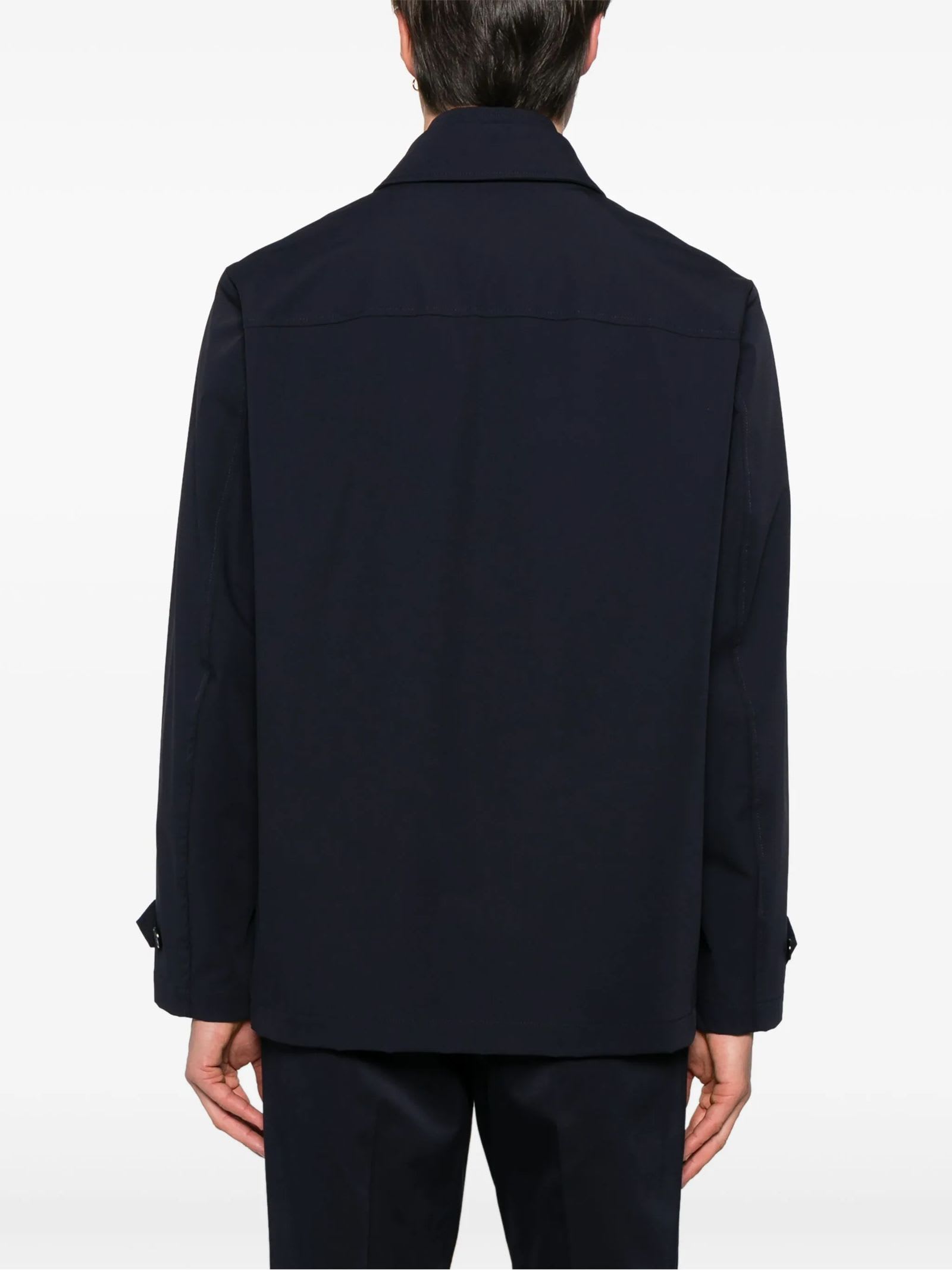 Fay Dark Navy Minimalist Jacket In Blue