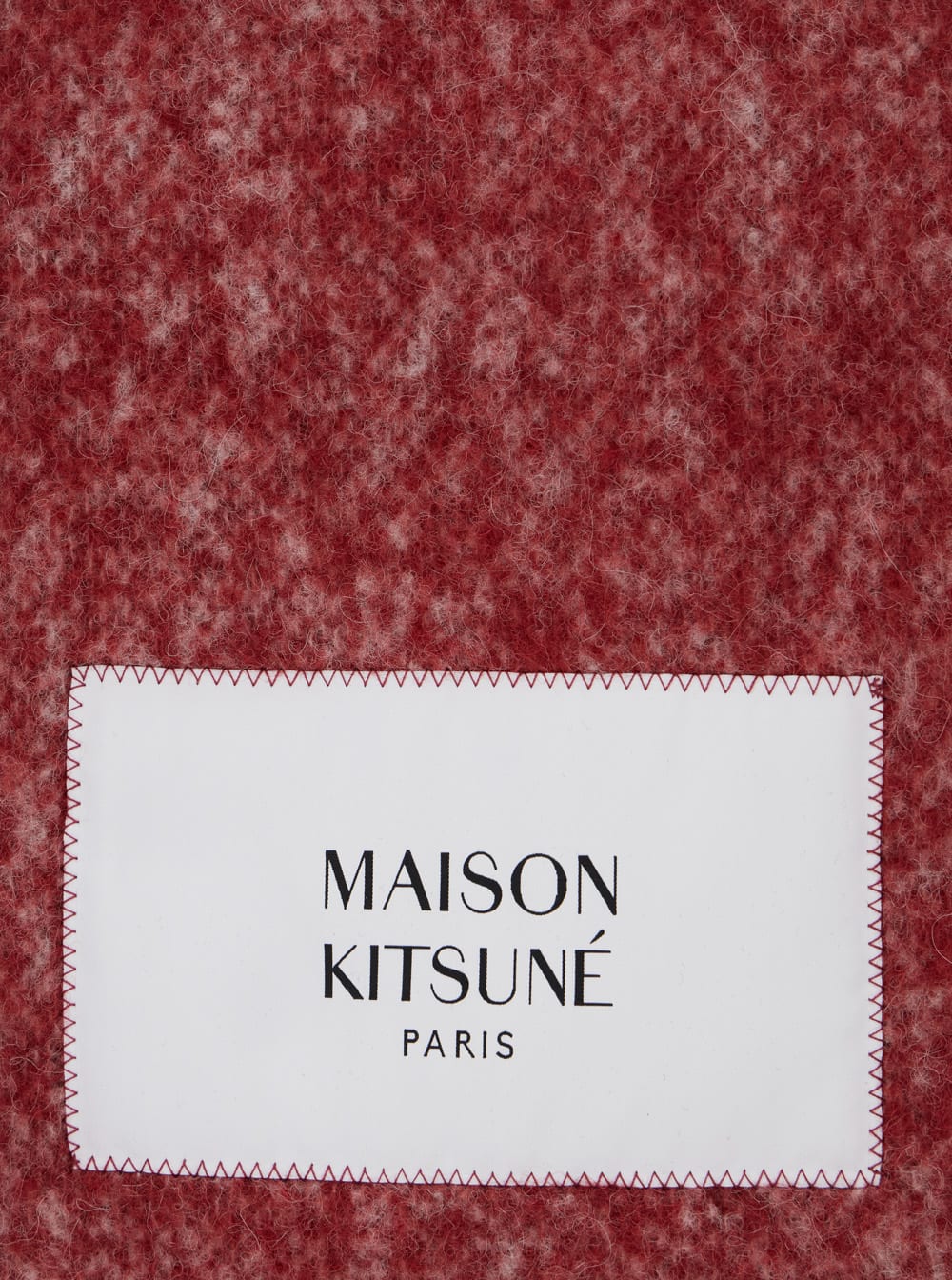 Maison Kitsuné Logo-patch Fringed Scarf In Red