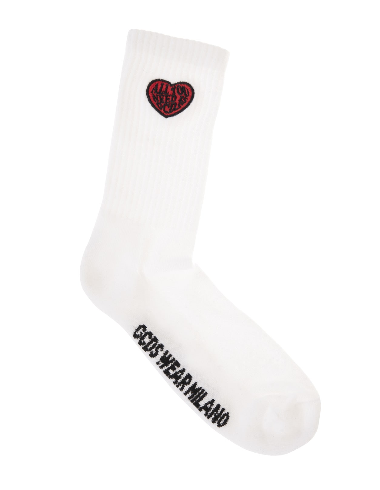 GCDS Man White Socks With Heart Patch