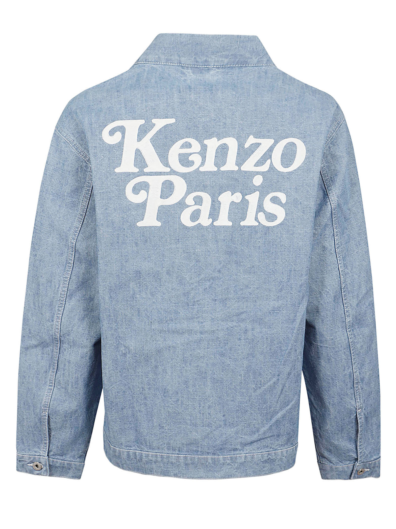 Shop Kenzo Denim Jacket In Dt Stone Bleached Blue Denim