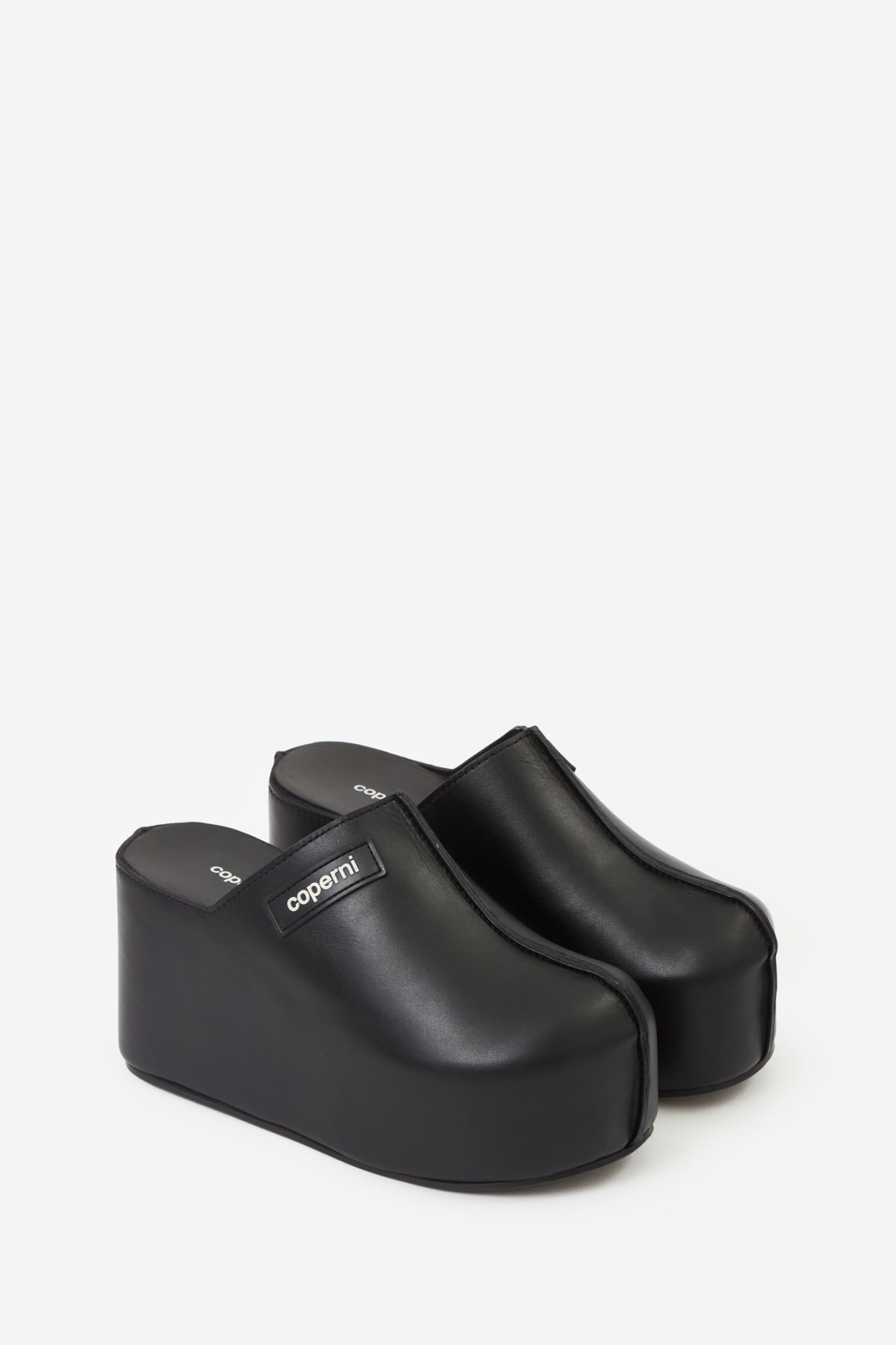 Shop Coperni Branded Clog Wedge Flats In Black