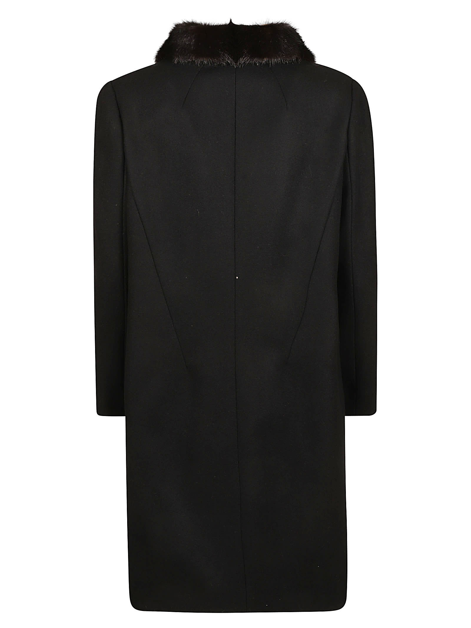 Shop N°21 Fur Detailed Long Coat In Black