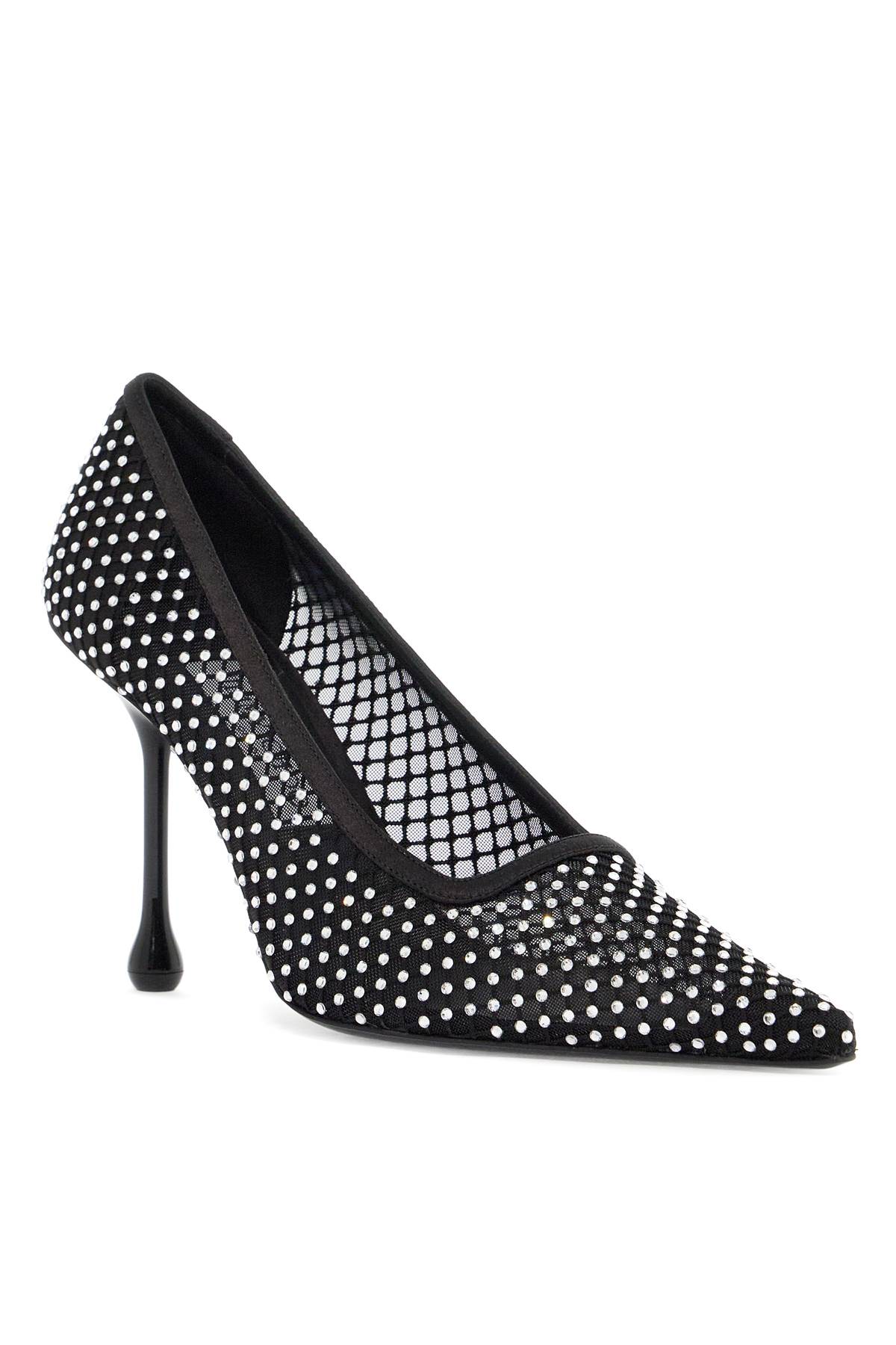 Shop Jimmy Choo Ixia 95 Mesh Dã©colletã© In Black Crystal (black)