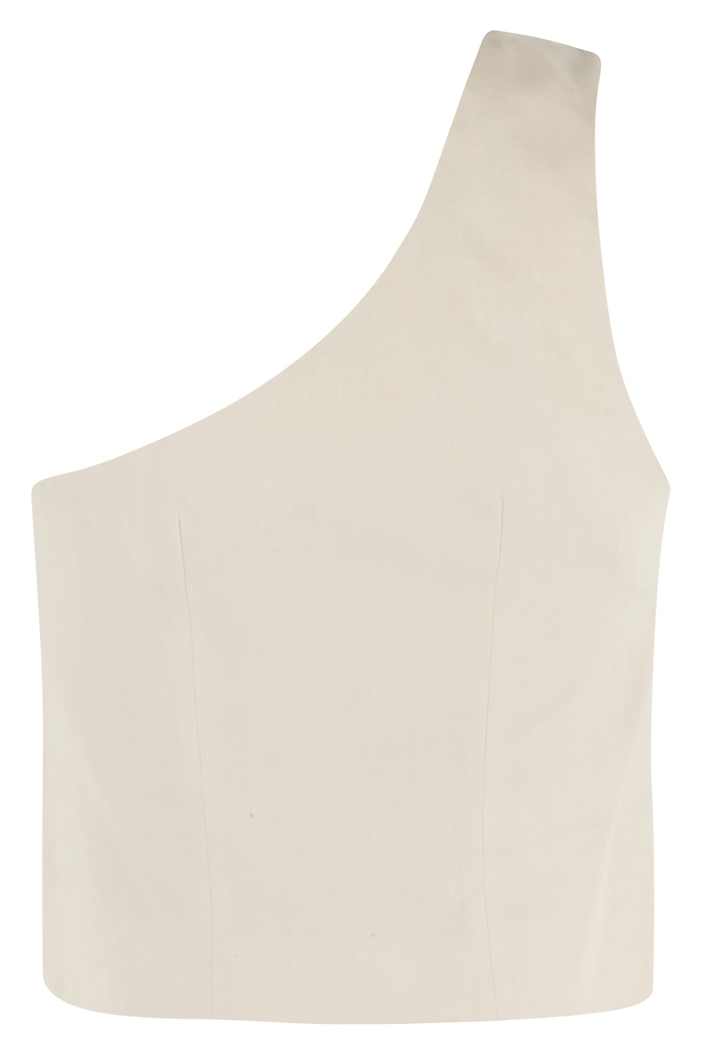 Erika Cavallini One-shoulder Linen Vest In Talco