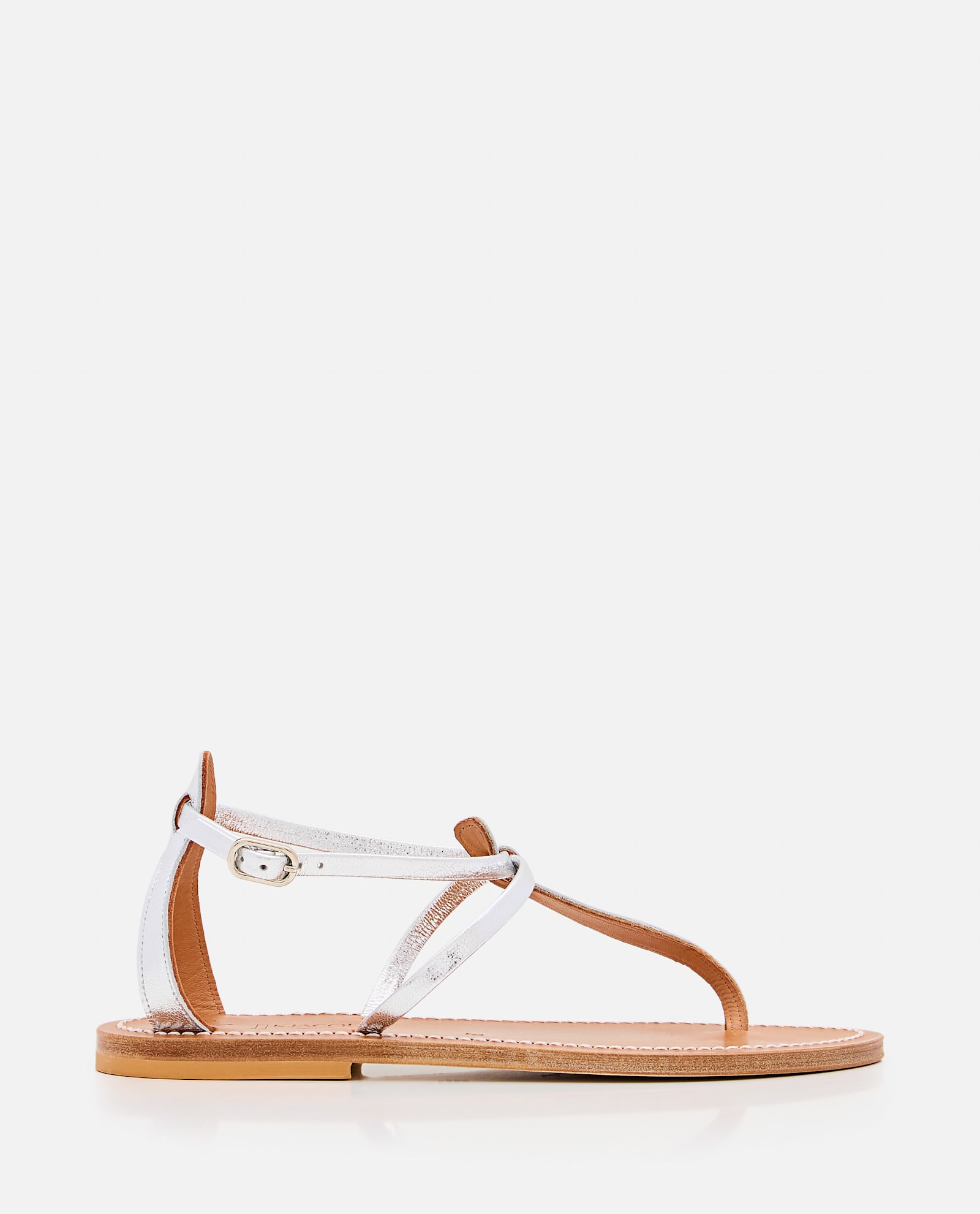 Kjacques K Jacques St Tropez Buffon Leather Sandal In Silver