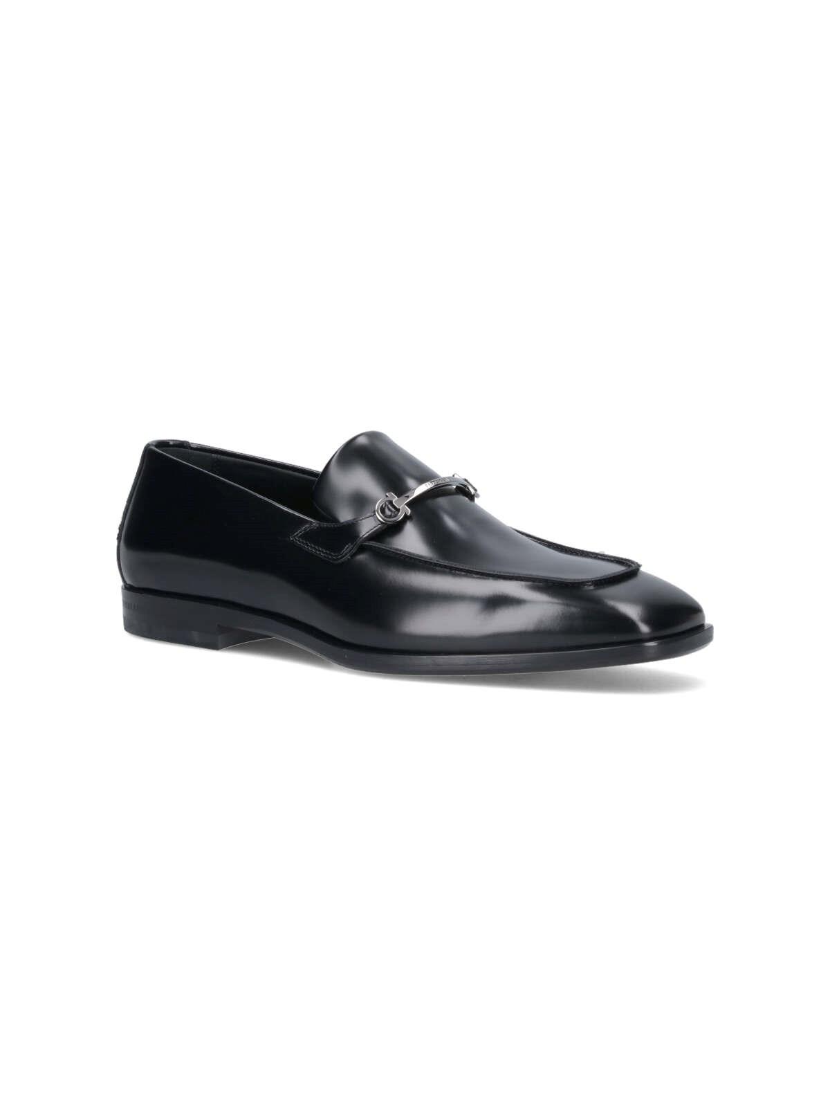 Ferragamo Gancini Loafers In Black Leather In Black