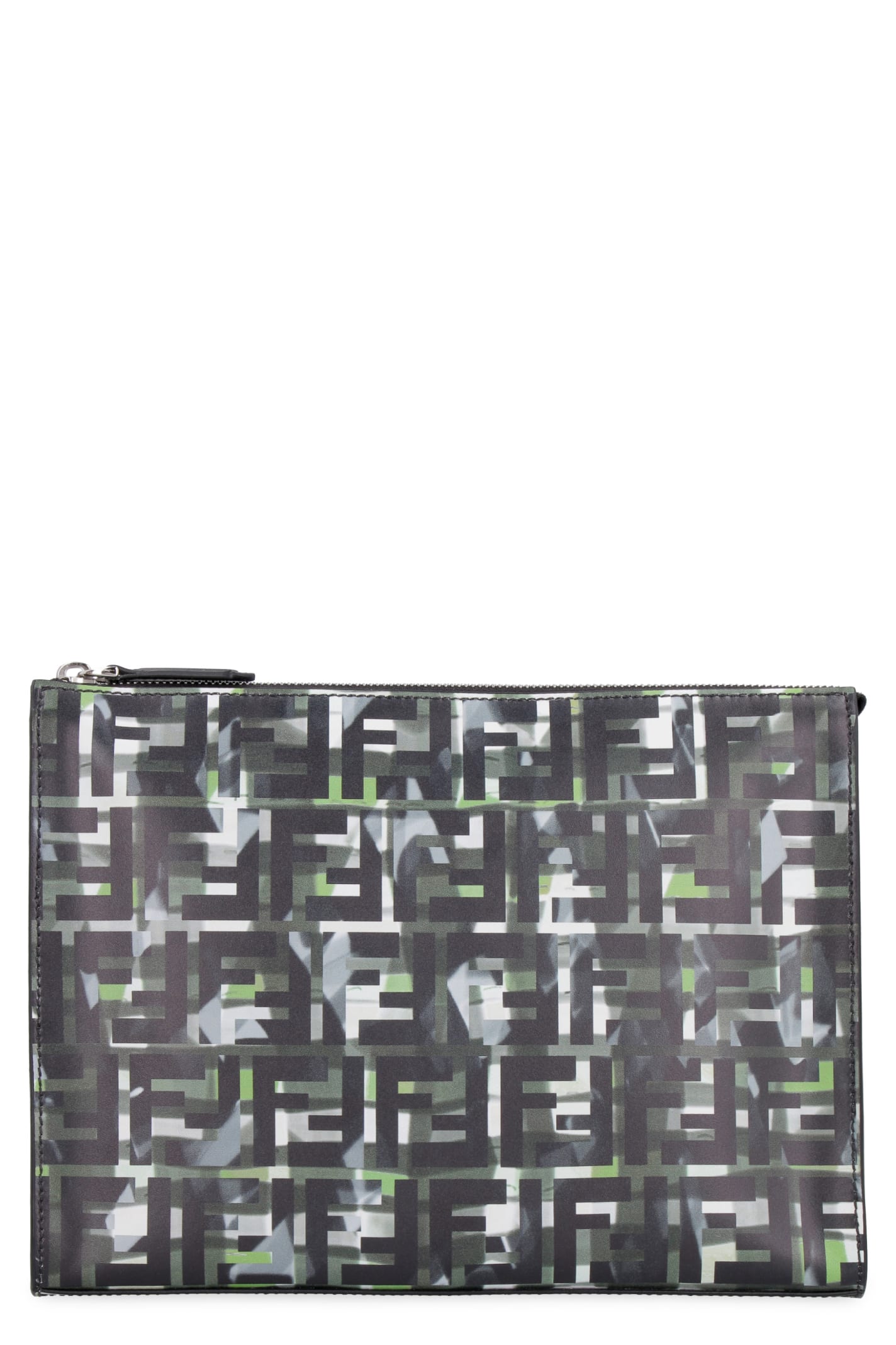 FENDI PRINTED CALF LEATHER POUCH
