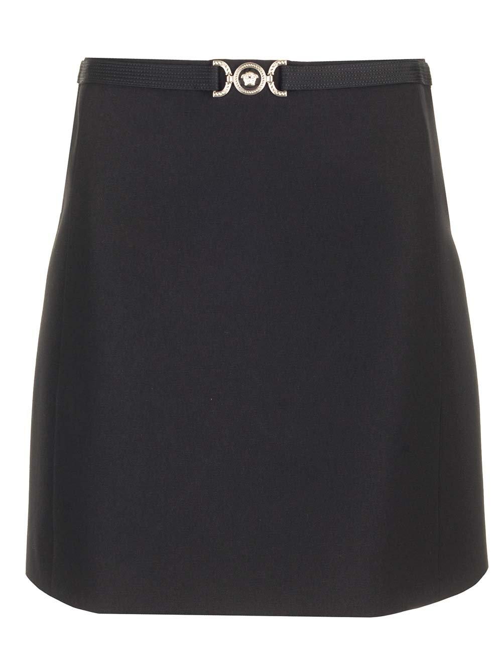 Shop Versace Medusa 95 A-line Mini Skirt In Black