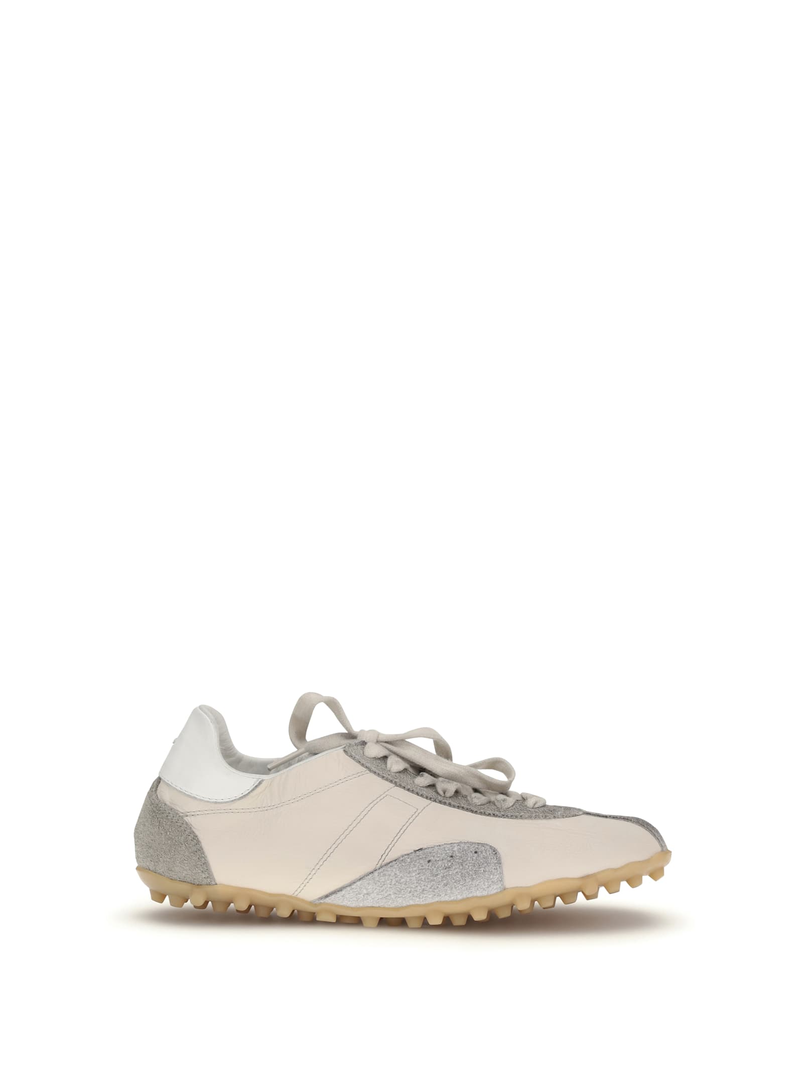 Maison Margiela Sprinters Beige Sneaker With Insert Design And Notched Sole In Leather Woman In Multi