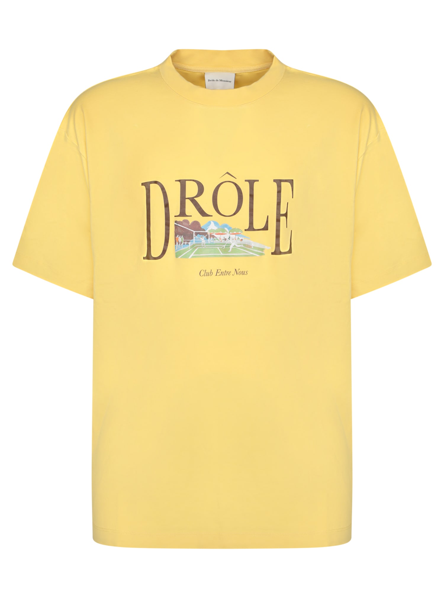 Yellow Cotton T-shirt With Tennis Print