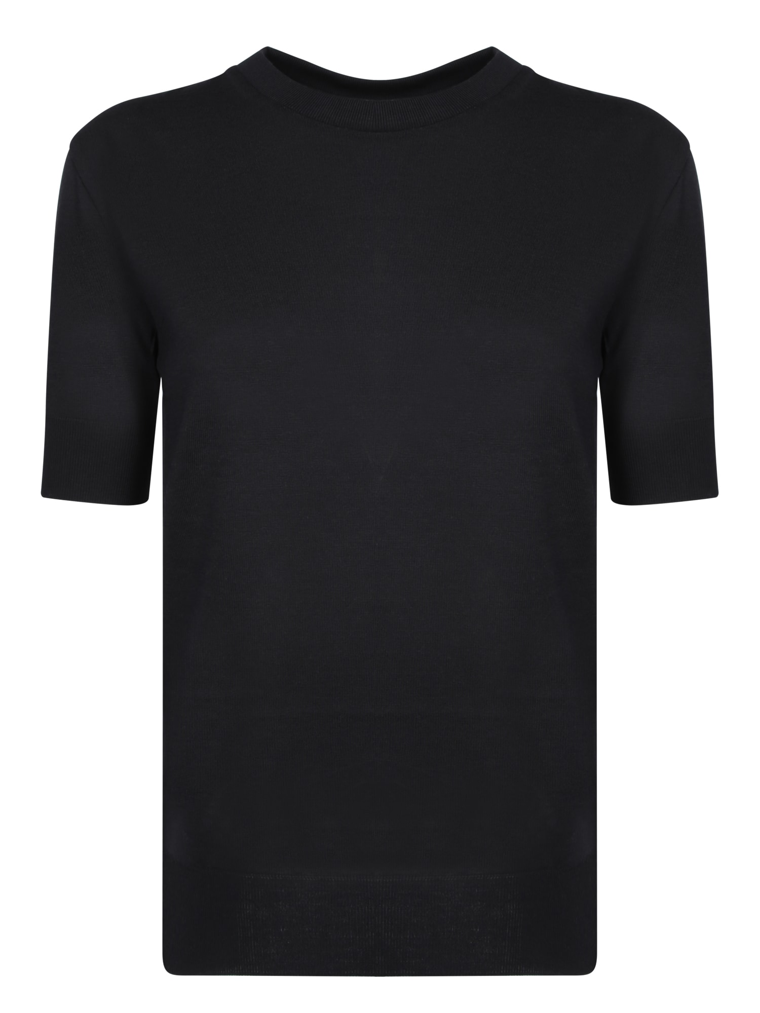 Shop Herno Ribbed Details Black T-shirt