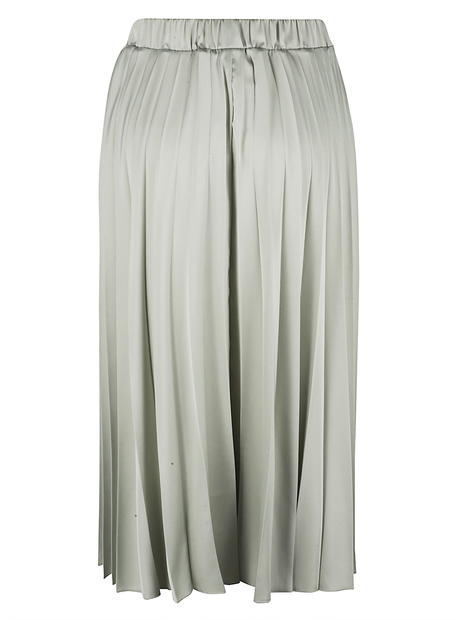 D Exterior Pleated Satin Midi Skirt In Green